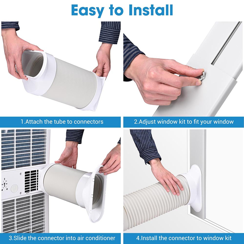 TheLAShop Portable AC Exhaust Kit - 5 7/8 Inch Hose & Window Seal Plate for Air Conditioner Venting - Perfect for Bedroom, Office, and RV Cooling Solutions