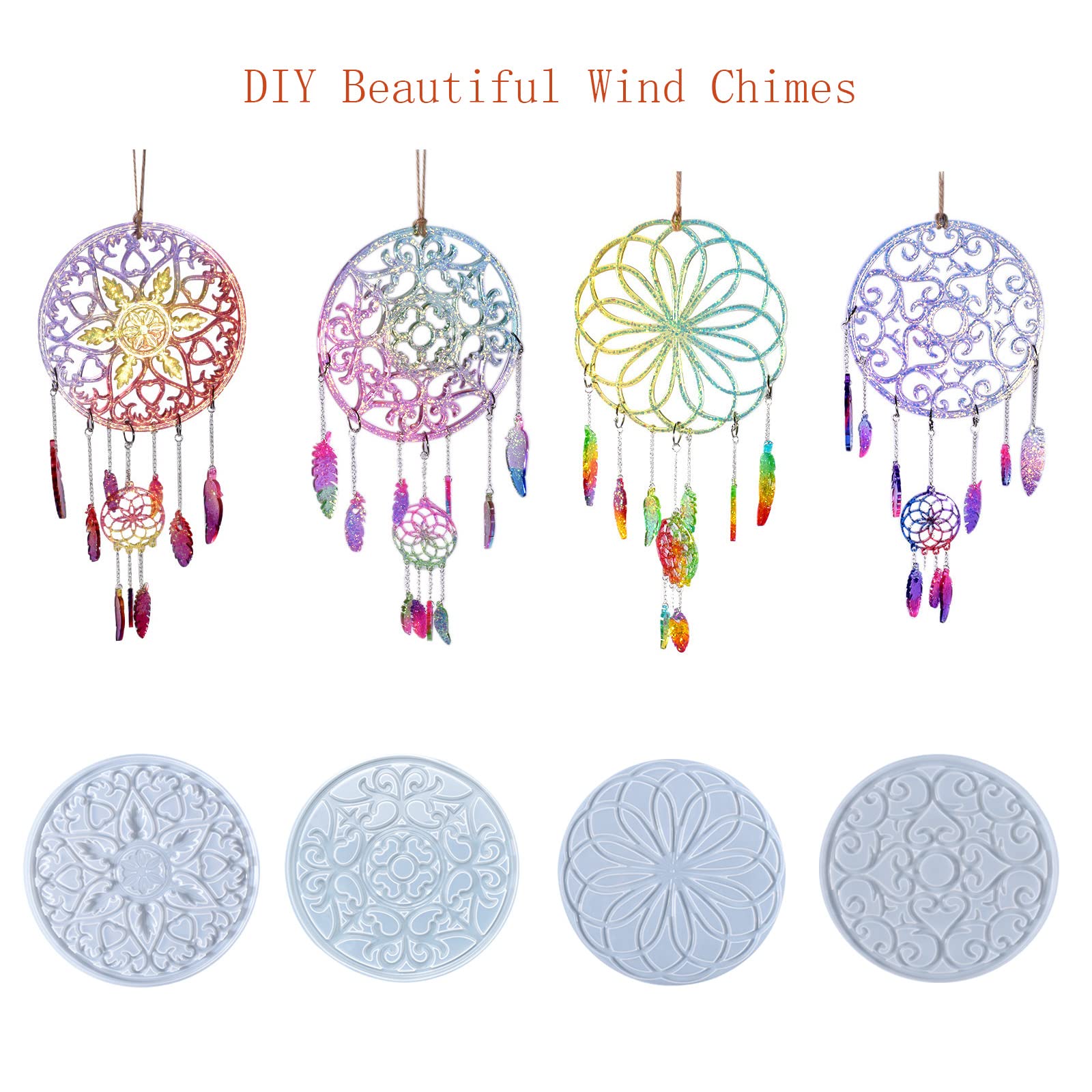 3PCS Large Silicone Mandala Resin Coaster Molds for DIY Epoxy Geode Casting - Perfect for Making Unique Cup Coasters, Wind Chimes & Home Decor Gifts