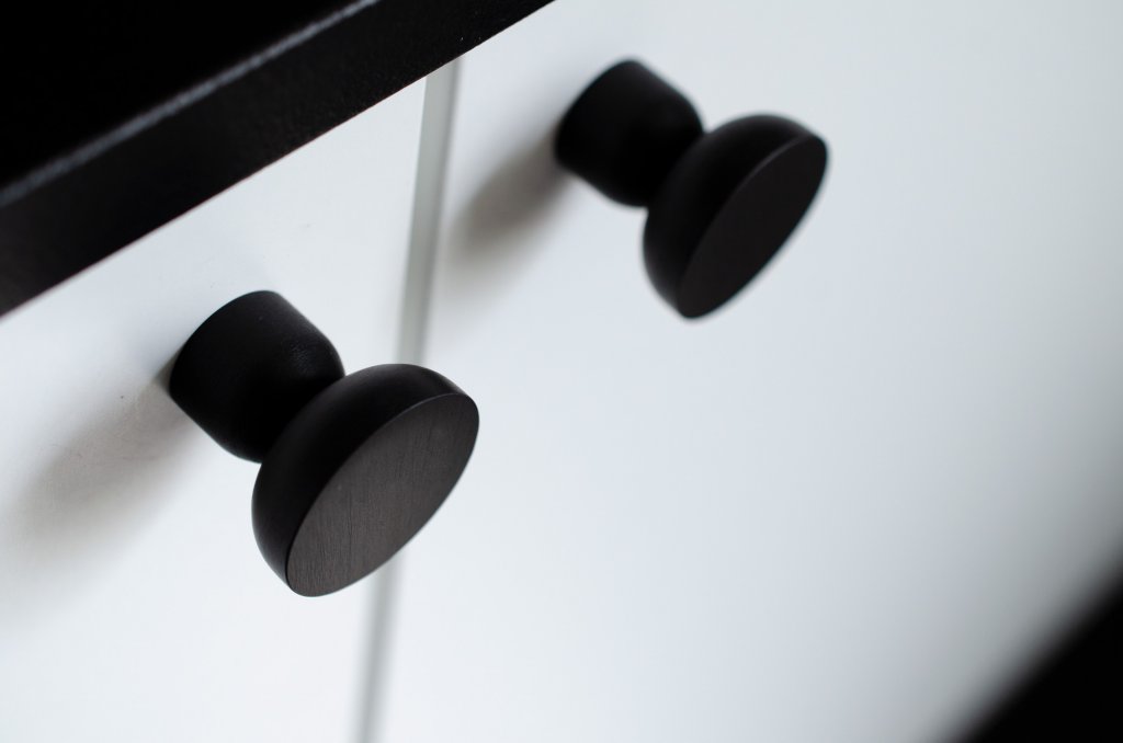 Matte Black Round Cabinet Knob and Hook - Raised Bowl Design for Kitchen Cabinets, Drawers & Wardrobes - Durable Hardware for Home & Office Organization