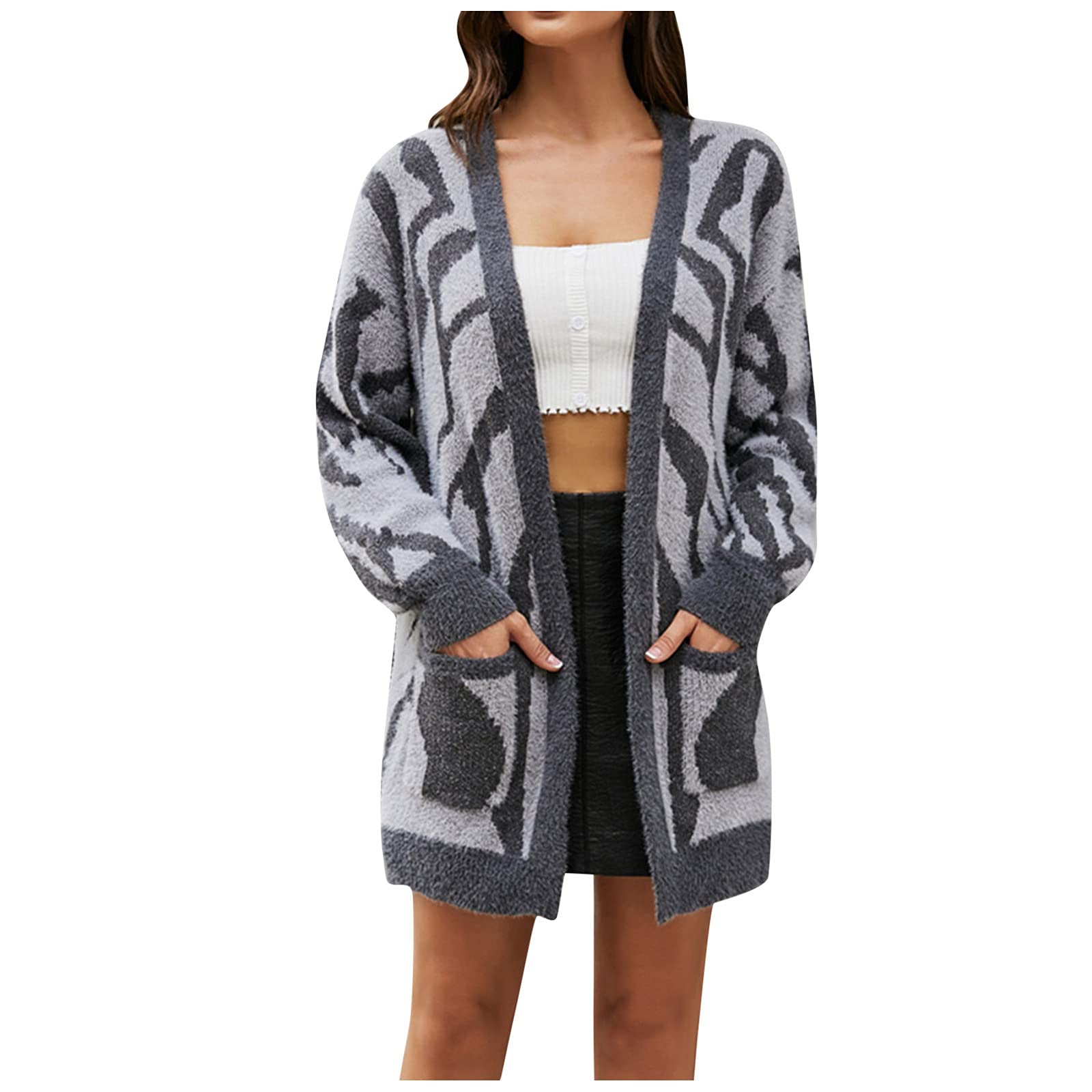 Women's Oversized Waffle Knit Cardigan - Long Open Front Solid Color Casual Sweater Coat for Fall & Winter | Perfect for Layering, Office Wear, Coffee Dates and Cozy Evenings
