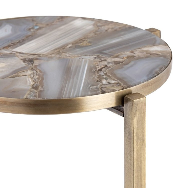 Watkins 9 x 23.5 Inch Antique Brass/Gray Accent Table - Perfect for Living Room, Bedroom, or Entryway Decor