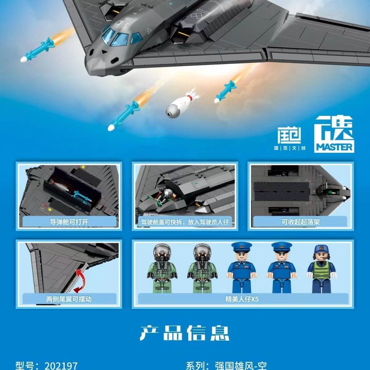 Sembo 202197 Stealth Strategic Bomber Model Kit - Military Aircraft Building Set for Adults & Teens - Perfect for Collectors, Display, and DIY Projects