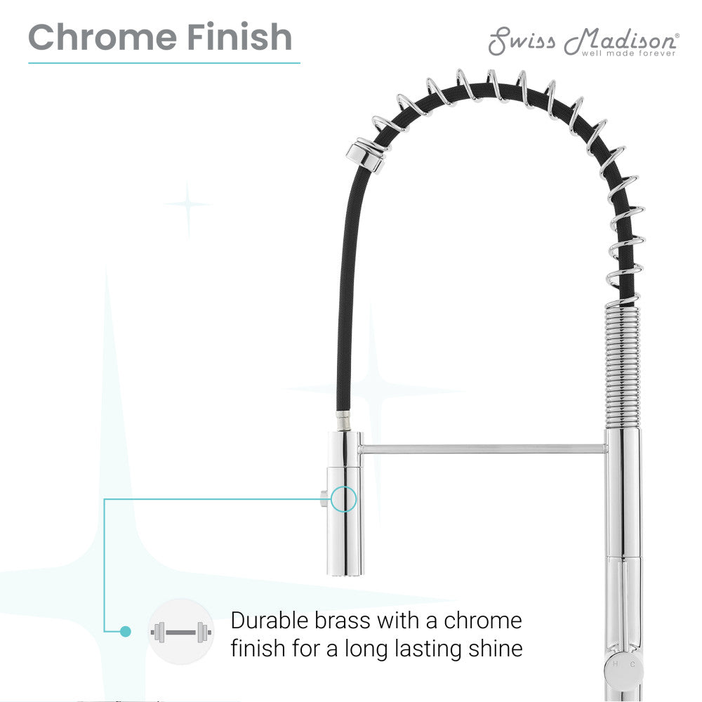 Chrome Single Handle Pull Down Kitchen Faucet - Modern High Arc Sprayer for Sink, Dishwashing & Cooking | Durable & Easy Install for Home & Restaurant Use