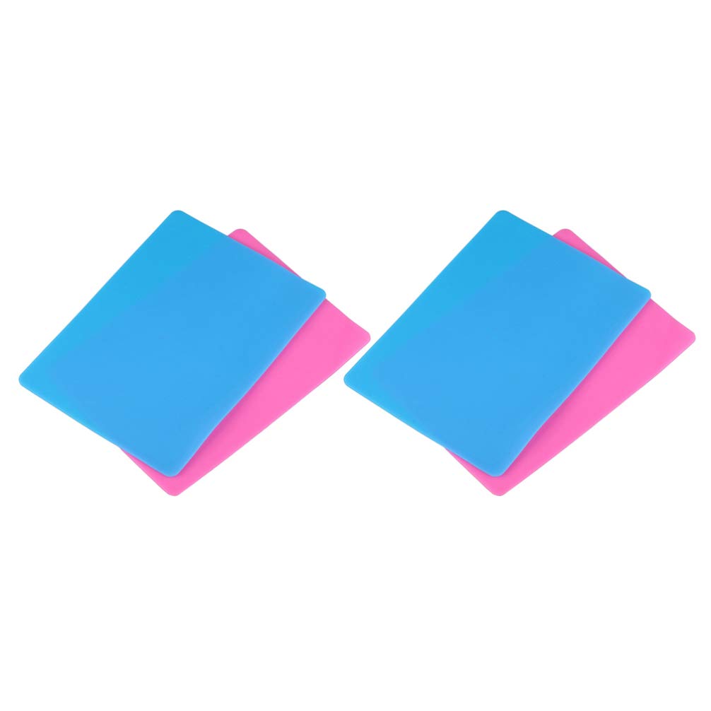 Healifty 4-Piece Silicone Craft Mat Set for Jewelry Making, Resin Casting, Epoxy Painting - Non-Slip, Heat-Resistant Work Surface Mat in Blue & Pink - Perfect for DIY Art Projects, Home Decor, and Craft Workshops