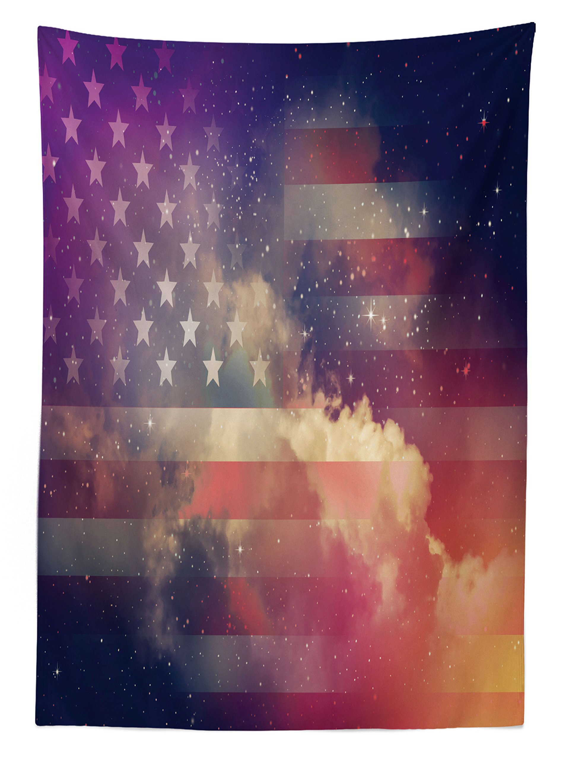 Ambesonne Patriotic American Flag Tablecloth - USA National Outer Space Night Sky Design, Washable & Durable 58