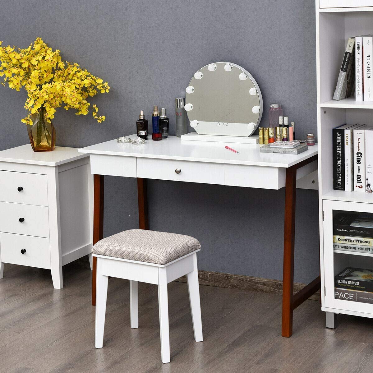Tangkula White Computer Desk with Storage - Home Office & Study Desk for Work & Makeup