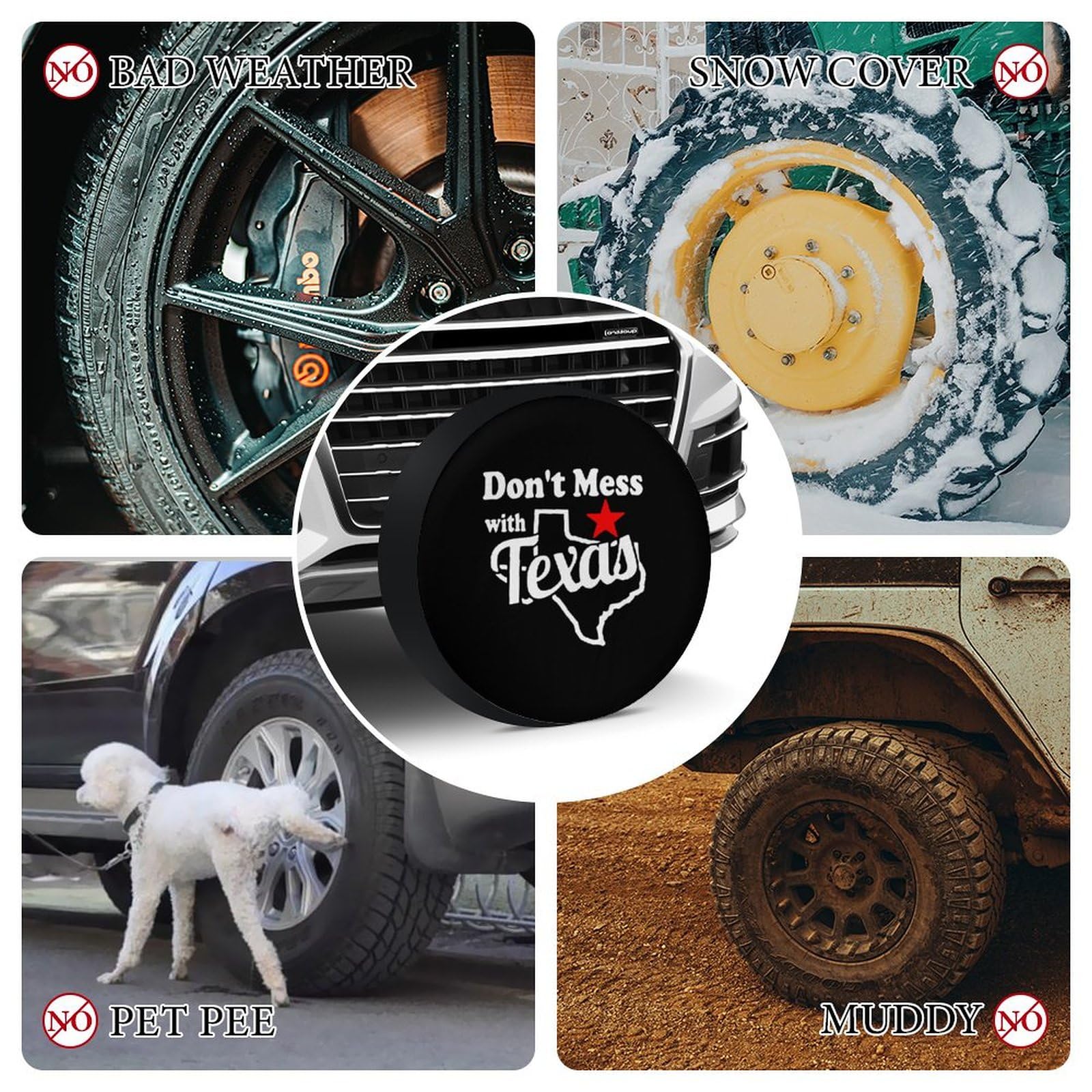 Funny 'Don't Mess with Texas' Spare Tire Cover - 30 Inch Waterproof Sun Protection Wheel Cover for Jeep, Truck & SUV - Perfect for Road Trips & Off-Road Adventures
