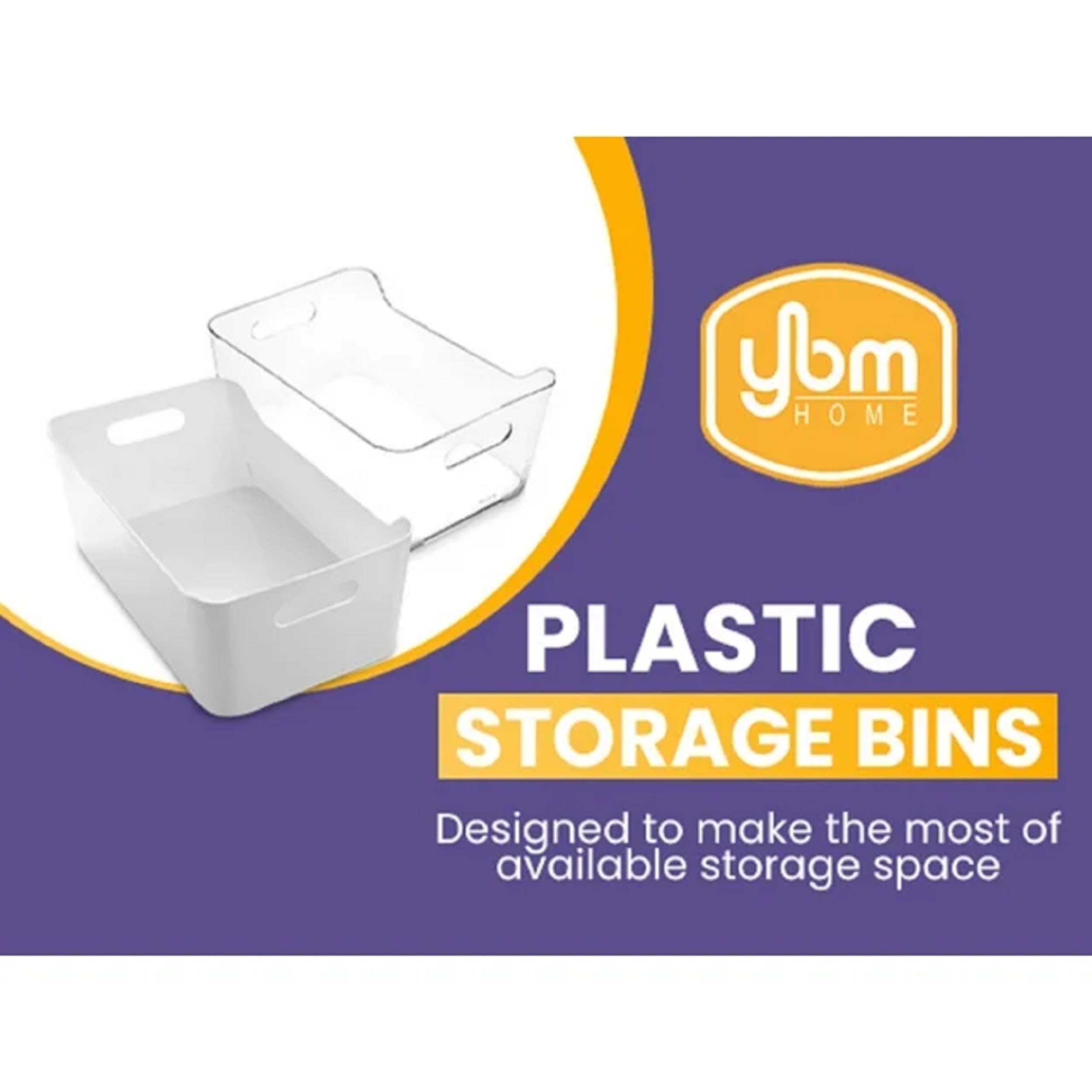 YBM HOME Plastic Storage Bins - 6 Pack Medium White Open Organizer Baskets for Kitchen Pantry, Bathroom Under Sink, Toys & Food Storage | Space-Saving Home Organization Solution