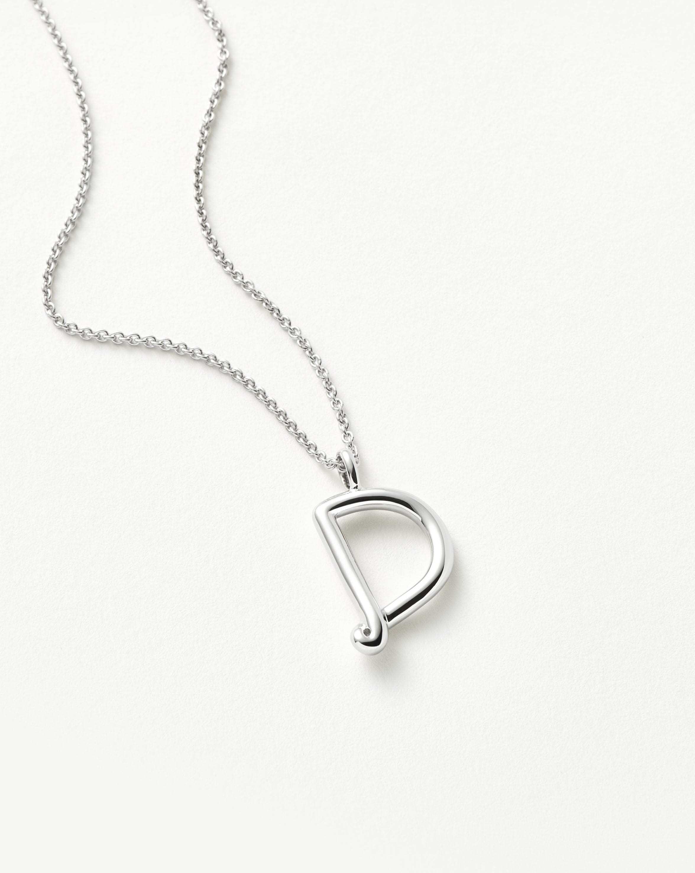 Curly Molten Initial Pendant Necklace - Personalized Sterling Silver Jewelry for Women | Gift for Her, Birthday, Anniversary, Valentine's Day