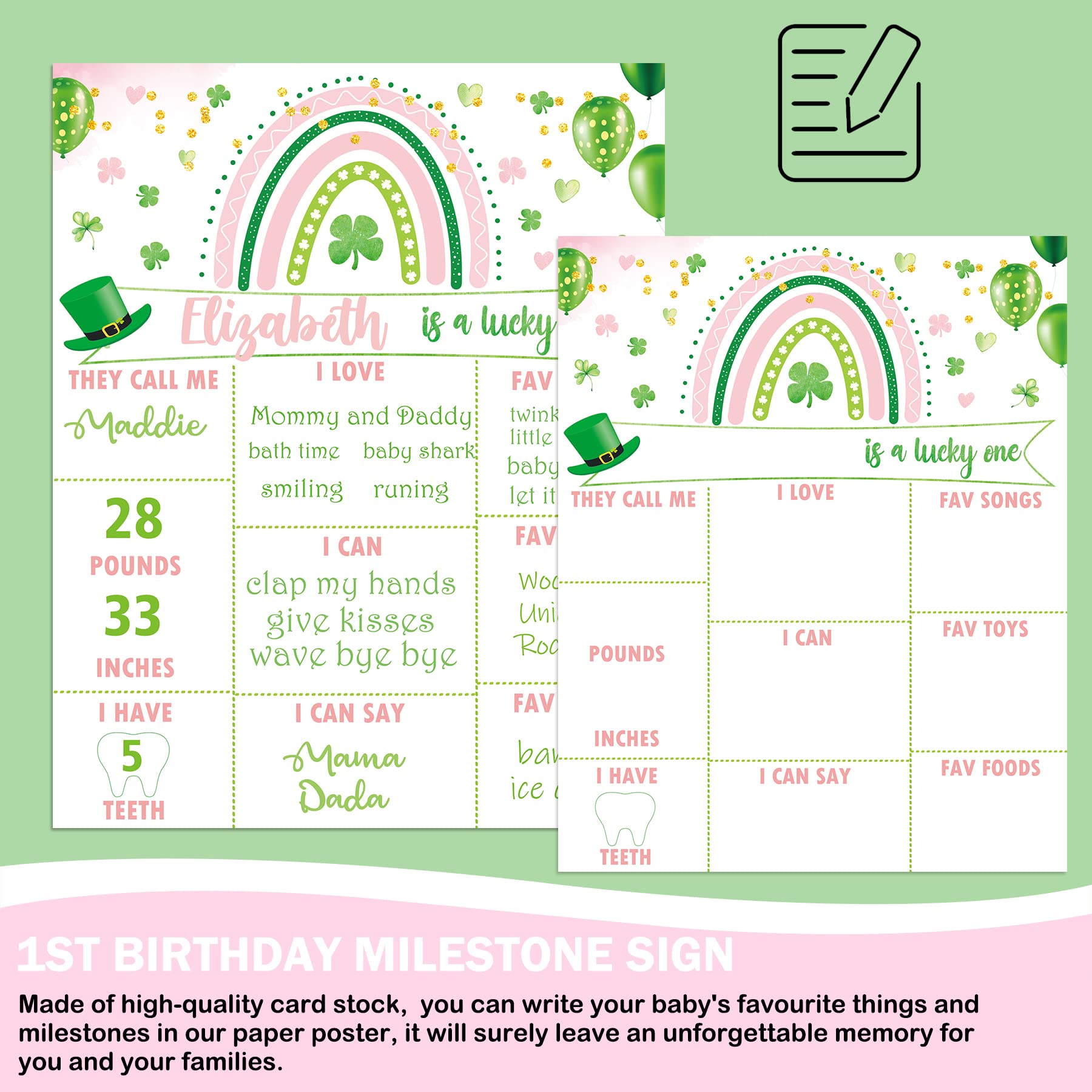 Lucky One 1st Birthday Party Decorations - St. Patrick's Day Shamrock Banner & Irish Themed Supplies for Girls | Perfect for Saint Paddy's Day Celebrations & Baby's First Birthday Party Decor