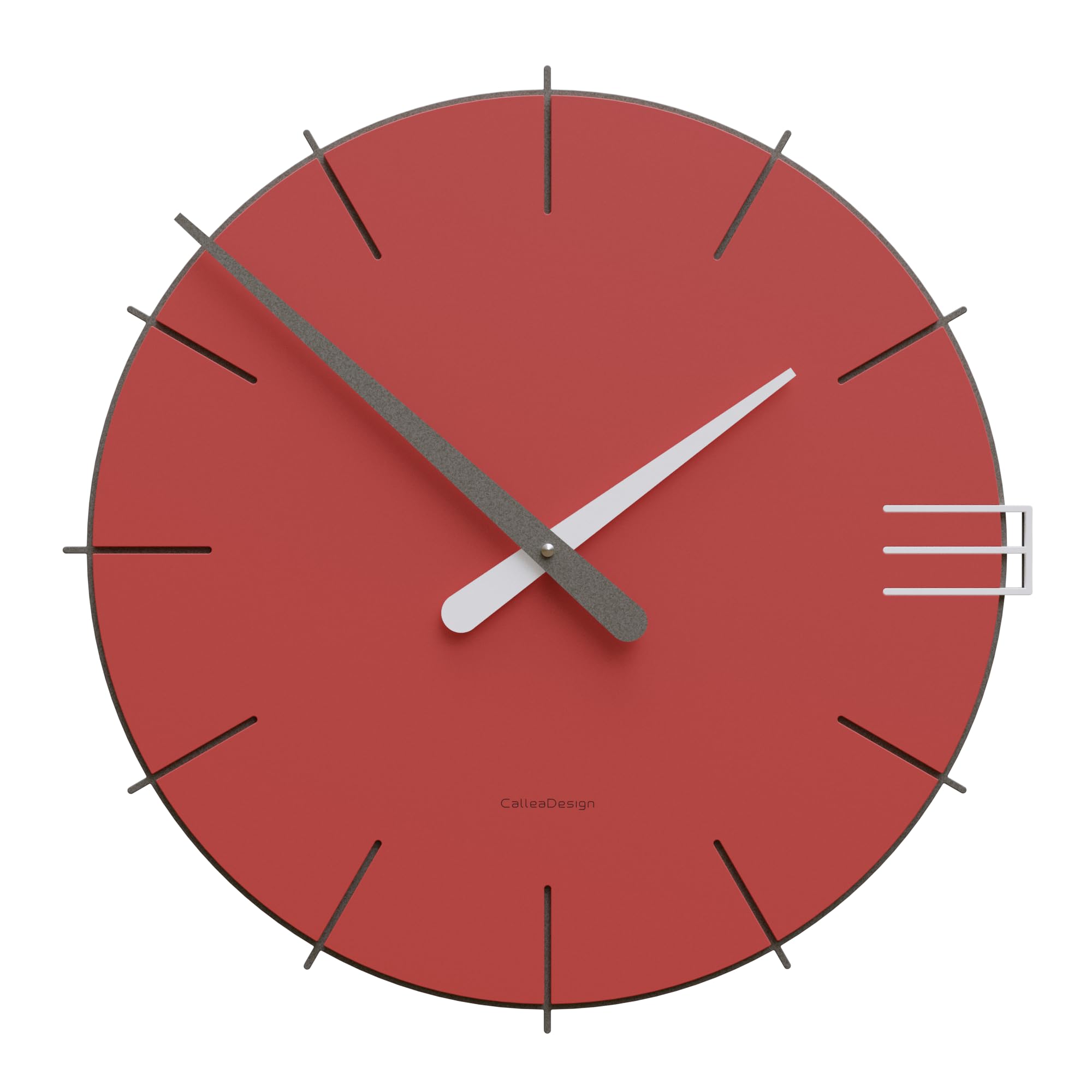 CalleaDesign 16.5 Inch Modern Wall Clock - Mike Collection in Flame Red - Perfect for Living Room, Bedroom, Office & Home Decor