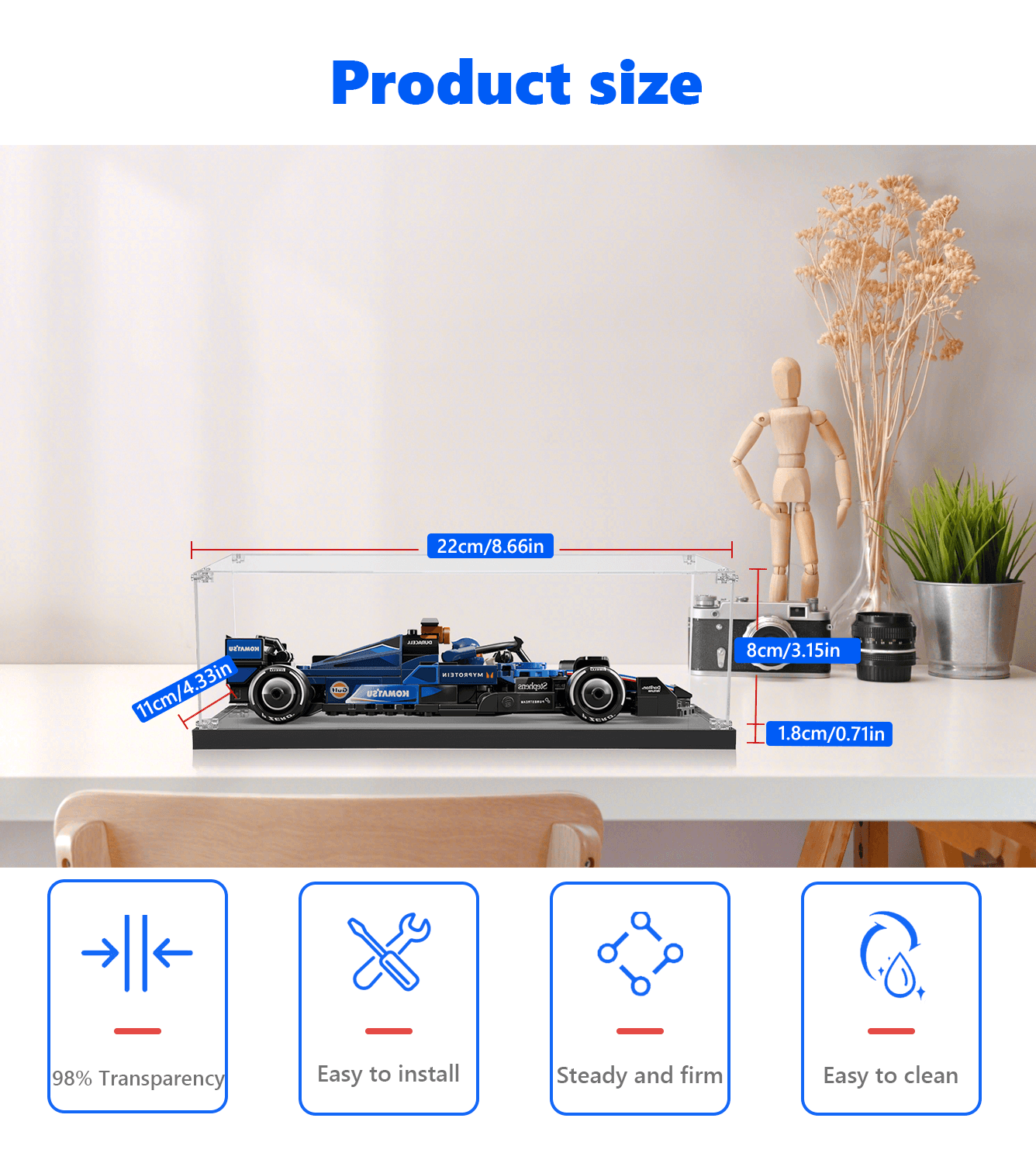 LEGO Williams Racing FW46 F1 Display Case (1:32 Scale) - Perfect for Showcasing & Protecting Your 77249 Model Car Collection - Ideal for Home Decor, Office Display & Gift Giving