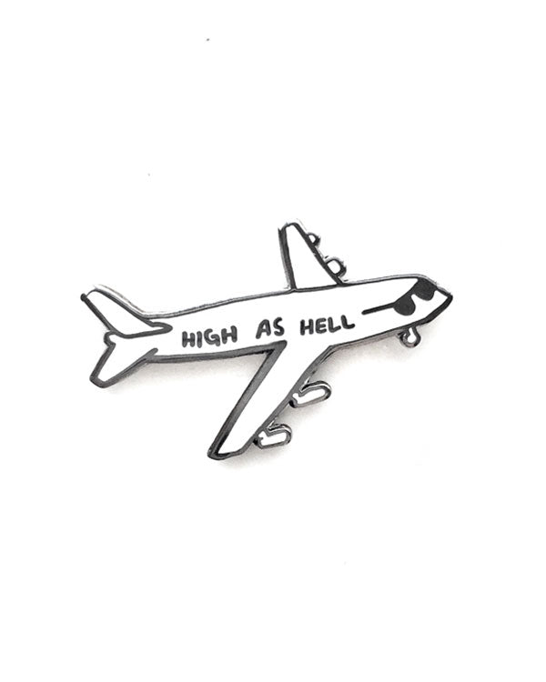 High As Hell Airplane Pin - Vintage Style Enamel Lapel Pin for Jackets, Hats & Backpacks - Perfect for Travel Lovers & Aviation Enthusiasts