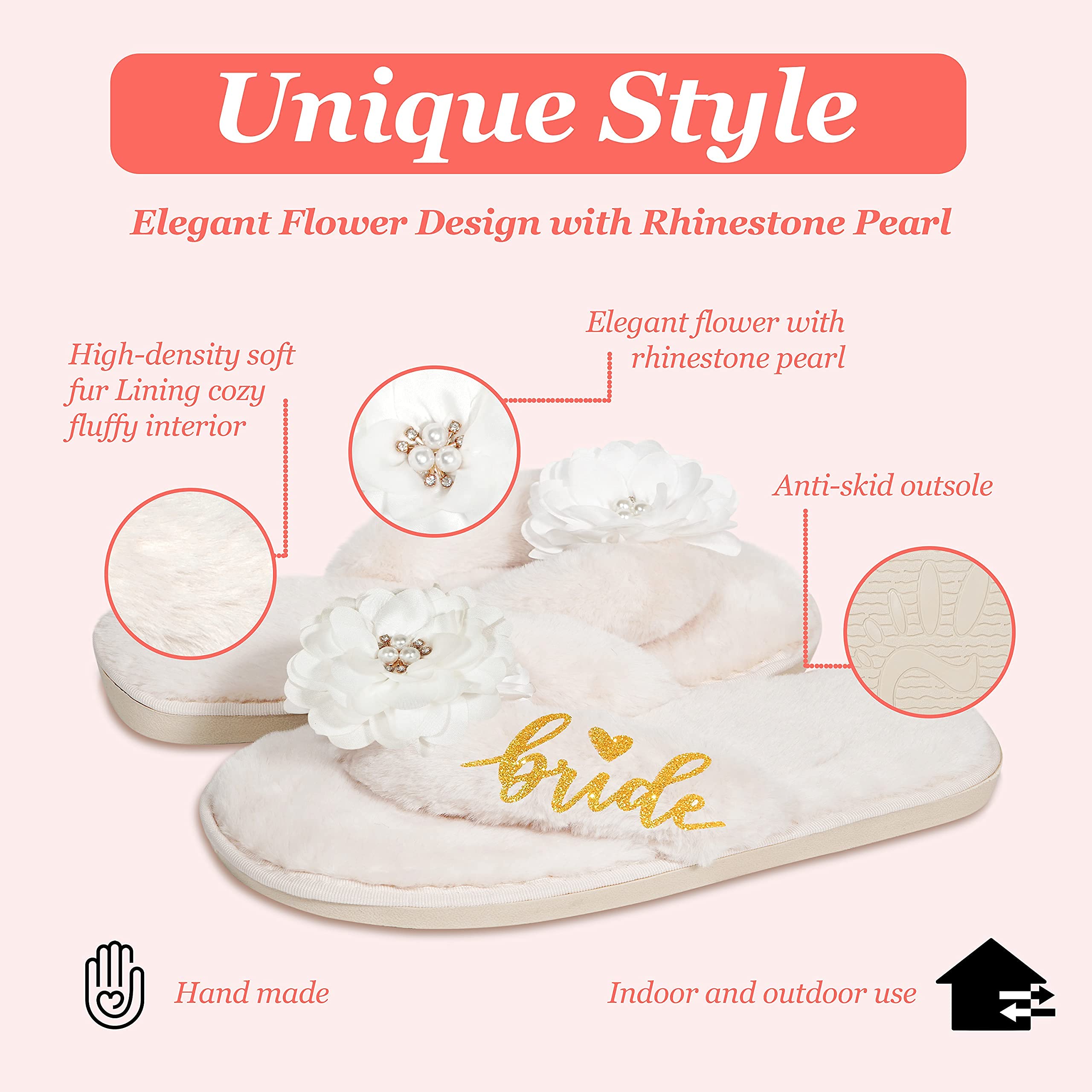 Women's 'I Do' Bridal Slippers - Wedding Shower, Bachelorette Party & Honeymoon Gifts for Bride, Bridesmaids - Comfortable House Shoes for Engagement, Wedding & Special Occasions