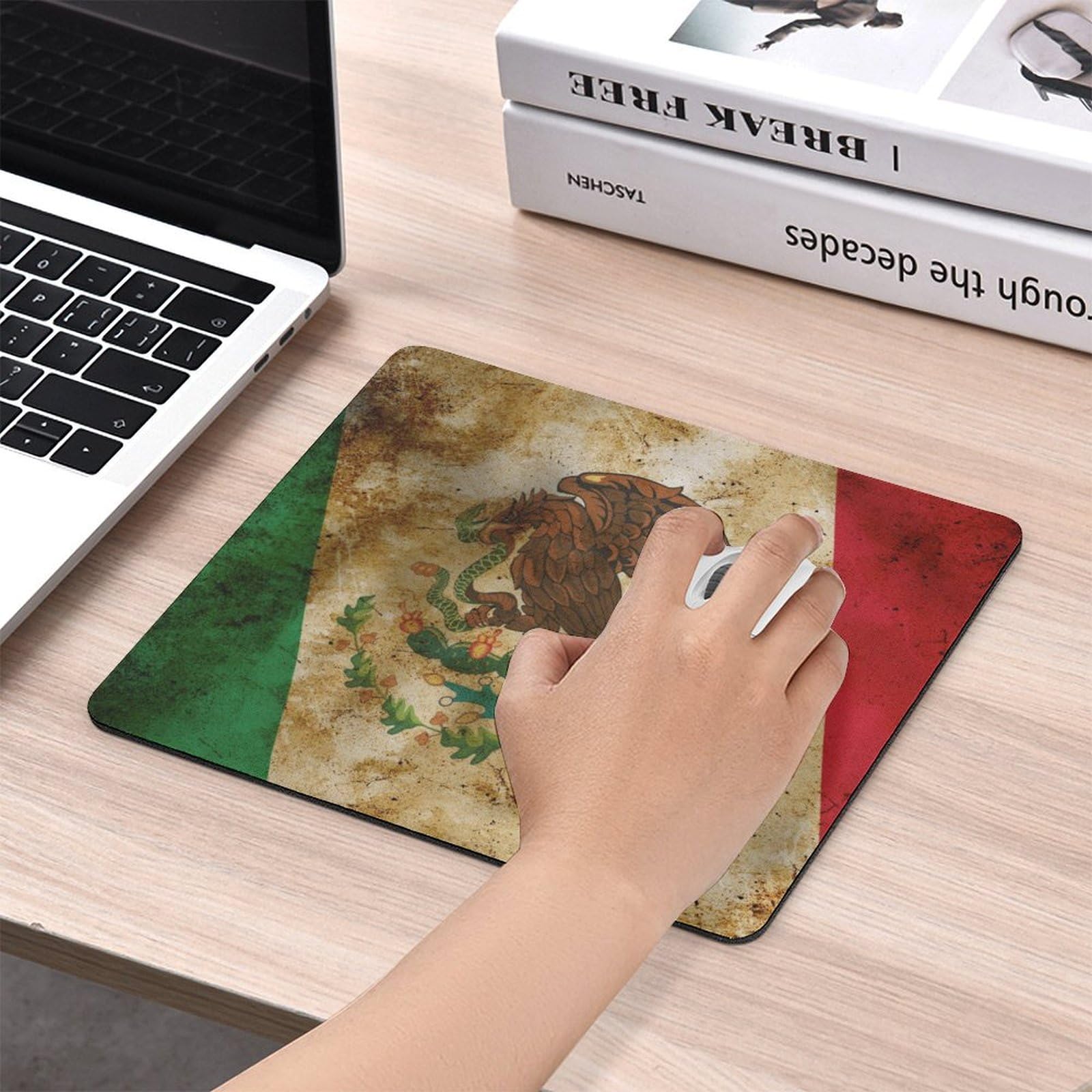 Vintage Mexico Flag Design Mouse Pad - Durable Non-Slip Waterproof Gaming Mouse Mat (20x25cm) for PC Laptop - Perfect for Home Office & Gaming Setup