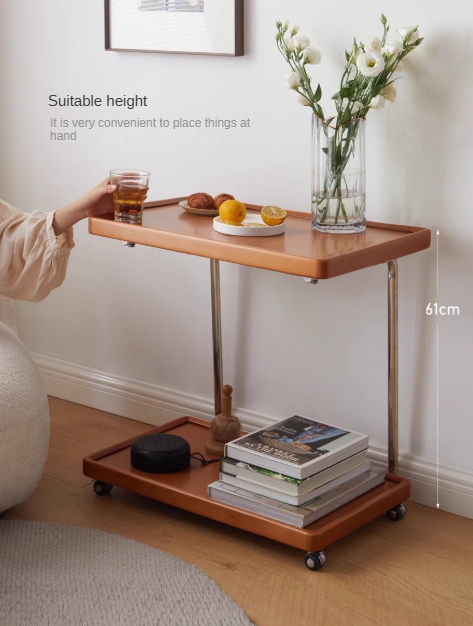 Solid Wood C-Shaped Side Table - Beech, Ash, Oak, Poplar - Modern End Table for Living Room, Bedroom & Office
