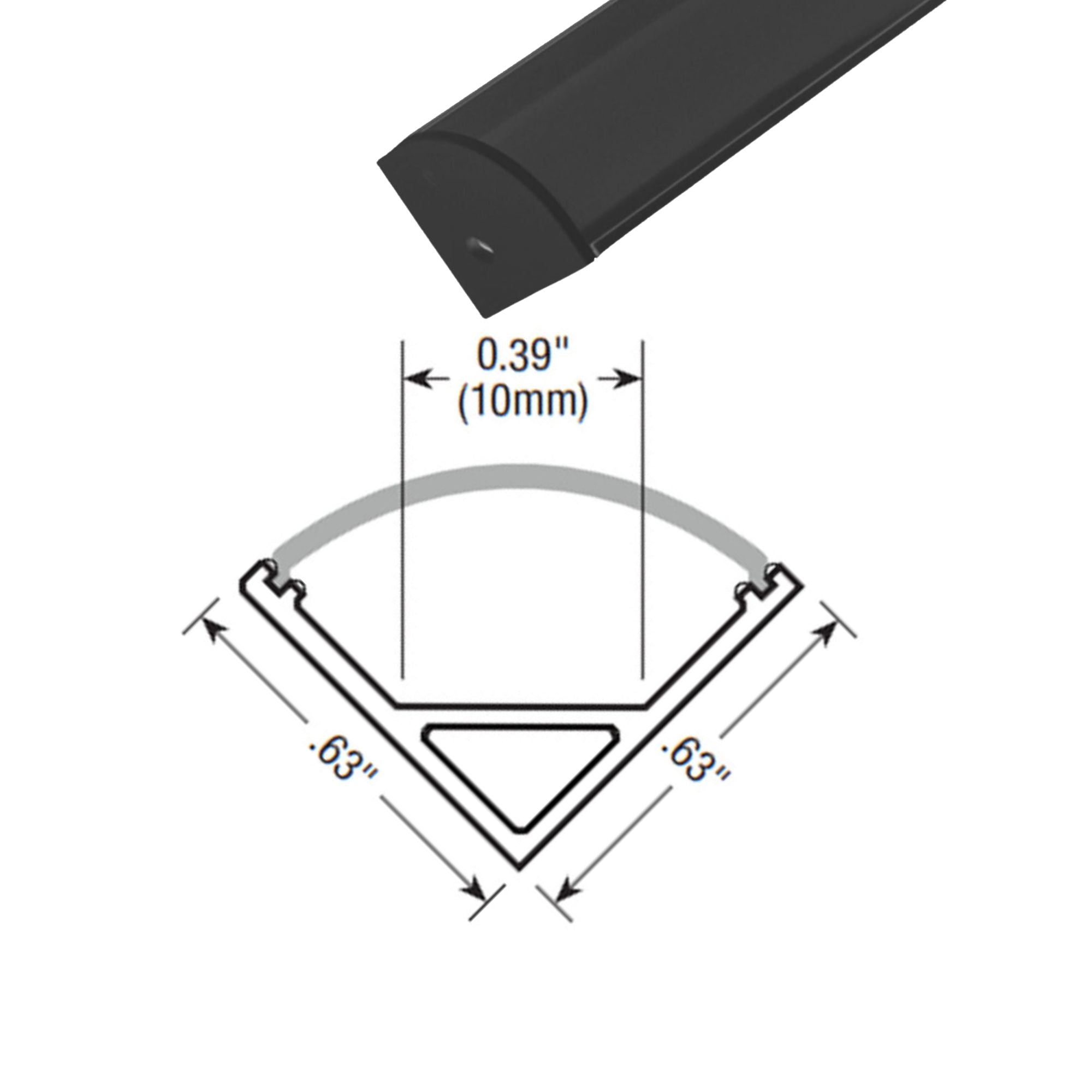 4ft Mini Format 45° Angled Aluminum Mounting Channel - Black | Heavy Duty Display Shelf Bracket for LED Signs, Retail Displays & Wall Mounting
