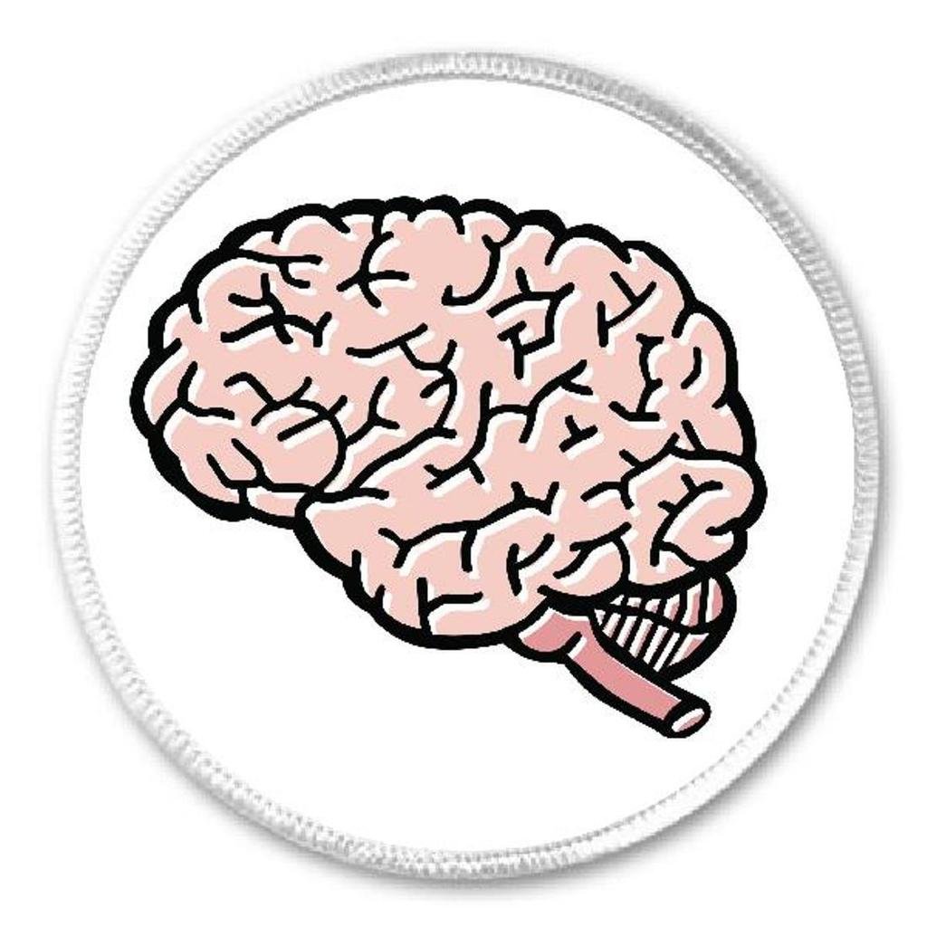 Brain Iron On Patch - 3 Inch Round Embroidered Applique for DIY Crafts, Jackets, Backpacks & Hats - Smart & Brainy Design for Students & Science Lovers