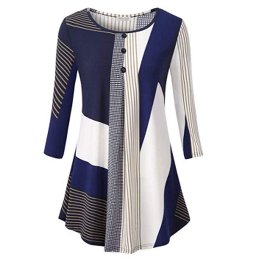 Vedolay Women's Casual Floral Vintage T-Shirt - Round Neck, 3/4 Sleeve, Irregular Streak Design - Perfect for Spring Outfits, Date Nights & Boho Fashion