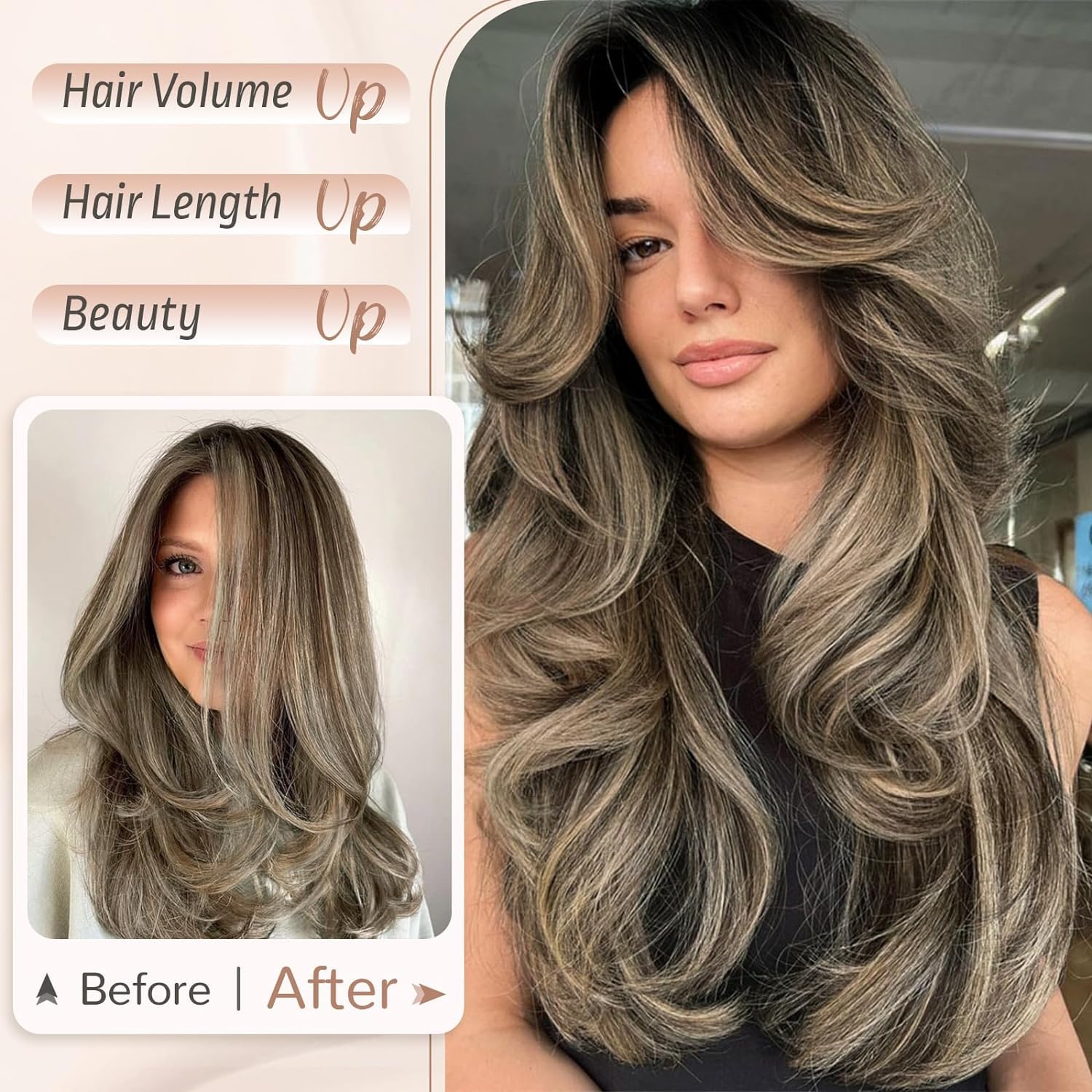 Ritzkart 25 Inch Synthetic Hair Extensions - Natural Black with Golden Highlights, Long Curly Hair Weave for Women | Perfect for Parties, Weddings & Daily Styling