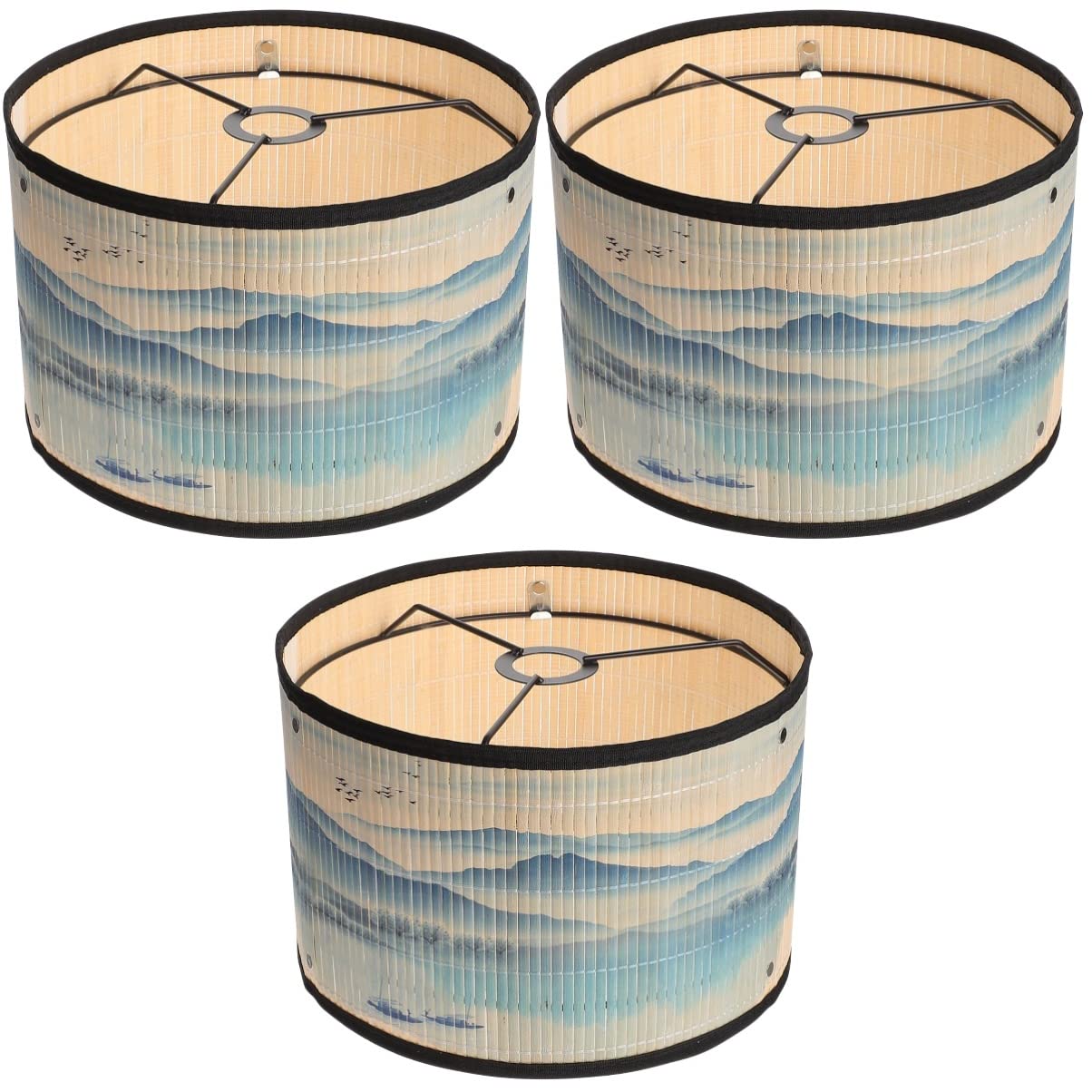 Uonlytech Set of 3 Japanese Style Lamp Shades - Decorative Desk Lamp Covers for Home Office & Bedroom Lighting
