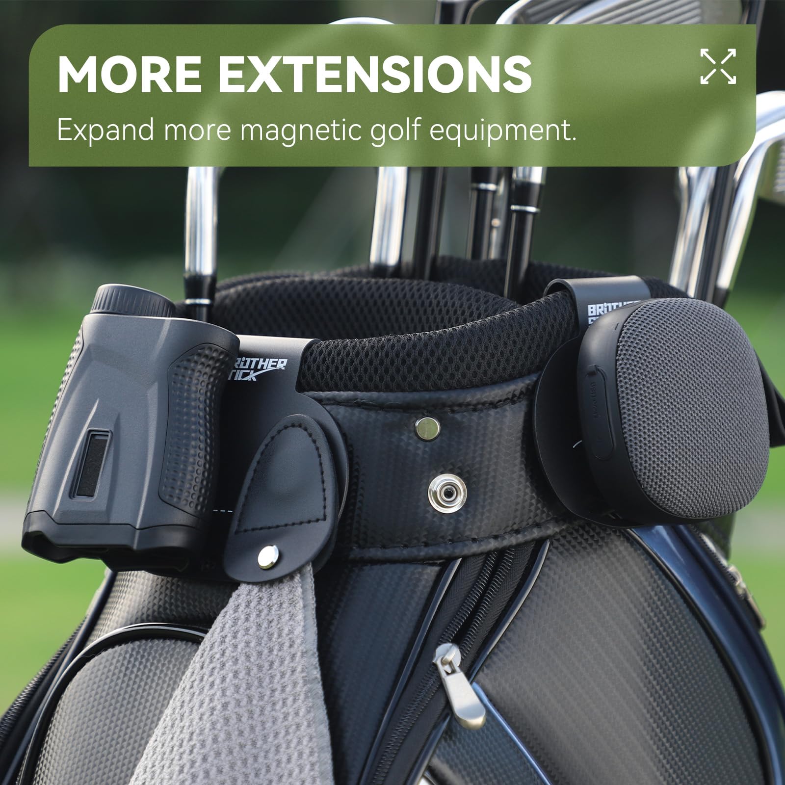 Metal Golf Bag Landing Pads & Accessories - Quick-Release Clips, Magnetic Towel & Rangefinder Straps for Men | Perfect Golf Gifts & Tournament Essentials