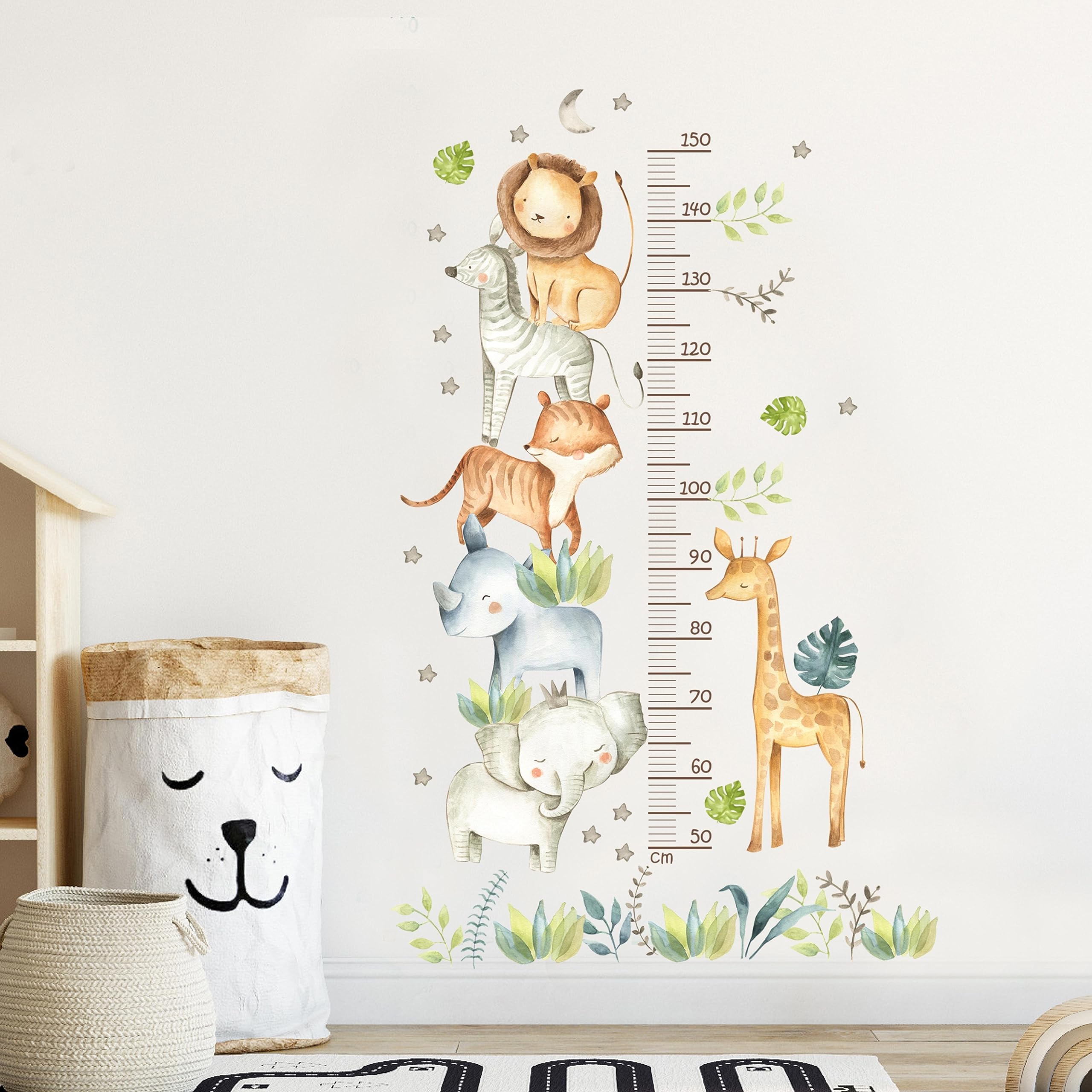 **Animal-Themed Kids Height Measurement Wall Decals - Nursery Growth Chart Stickers for Baby & Toddler | Cartoon Animal Height Tracker for Children's Bedroom Decor | Perfect for Baby Showers, Nurseries & Playrooms**