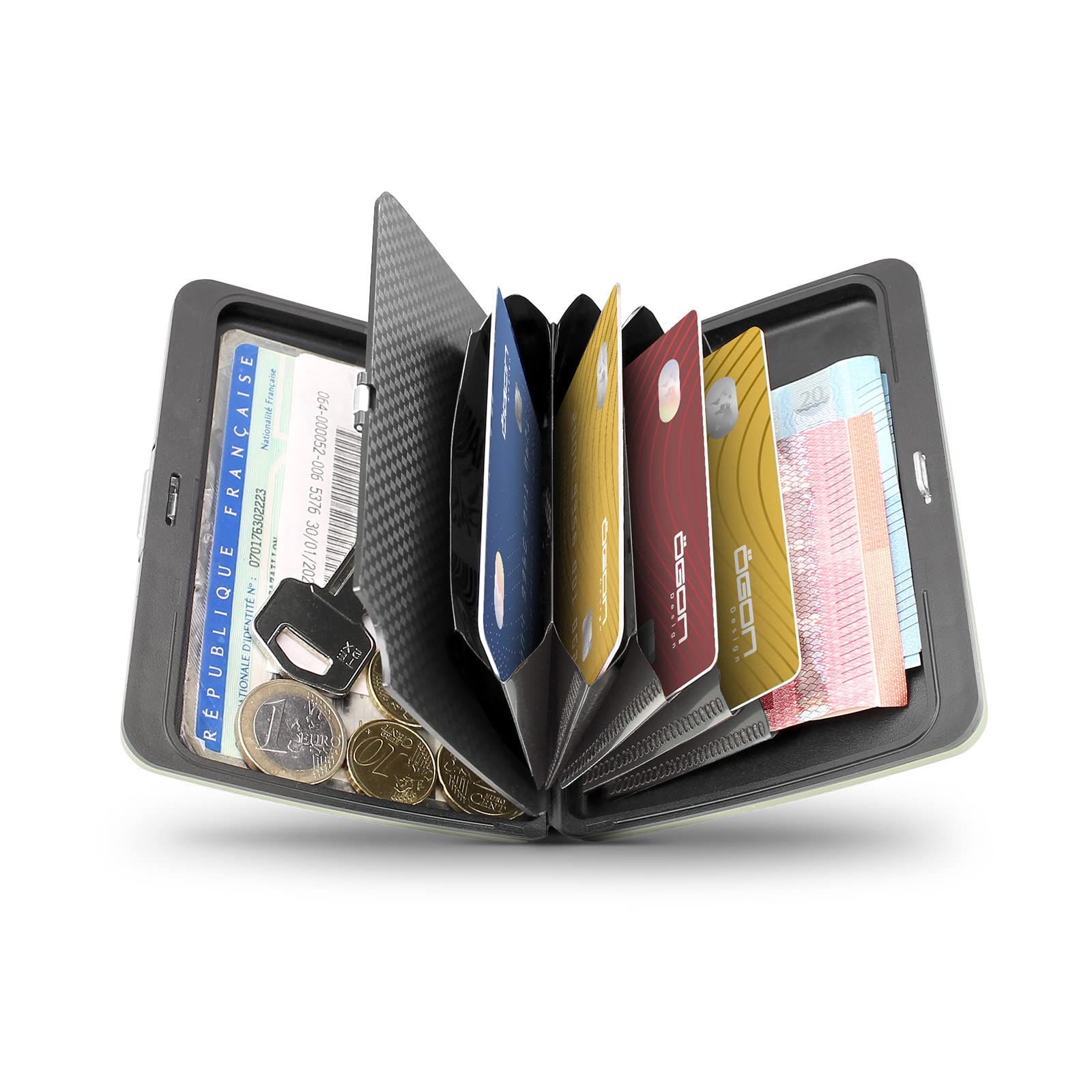 ÖGON DESIGNS Genuine Carbon Fiber RFID Blocking Wallet - Large Capacity Metal Lock Bifold Wallet for Men - Anti-Theft & Demagnetization Protection - Smart Case Oslo Model (Perfect for Travel, Business & Everyday Use)