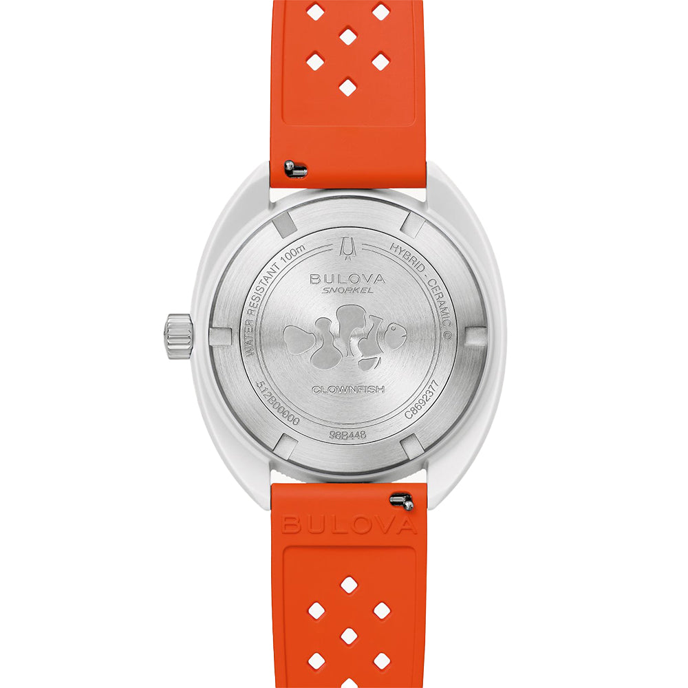 41mm Snorkel Clownfish Dive Watch with White Dial & Rubber Strap - Perfect for Scuba Diving, Snorkeling & Water Sports