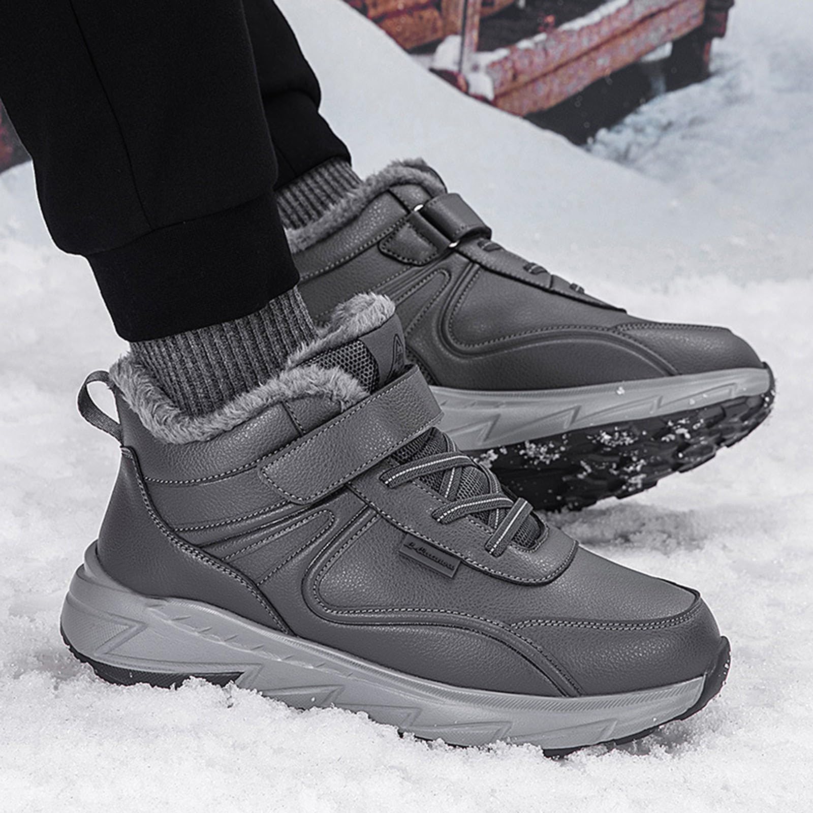 **Men's Waterproof Work Boots & Hiking Sneakers - Fur Lined Ankle Boots for Women - Non-Slip Lightweight Safety Shoes for Outdoor Workouts & Grounded Footwear - Ideal for Hiking, Construction & Winter Wear**