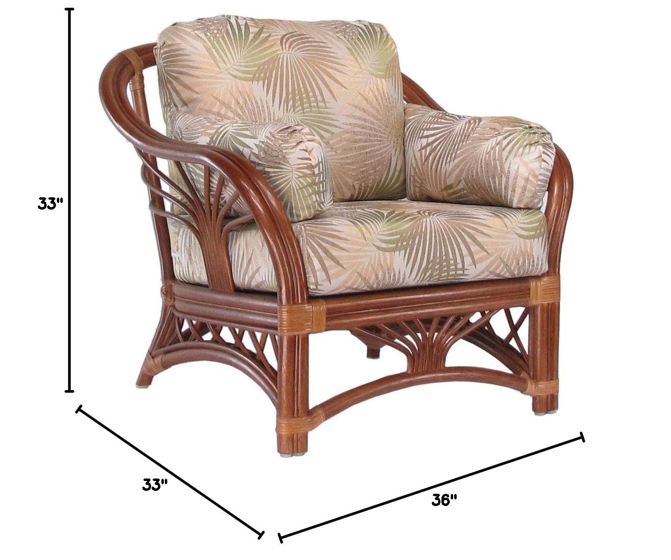 Rattan Lounge Club Chair for Living Room - Modern Wicker Accent Chair (#1692AW-IS) - Perfect for Patio, Sunroom & Boho Home Decor