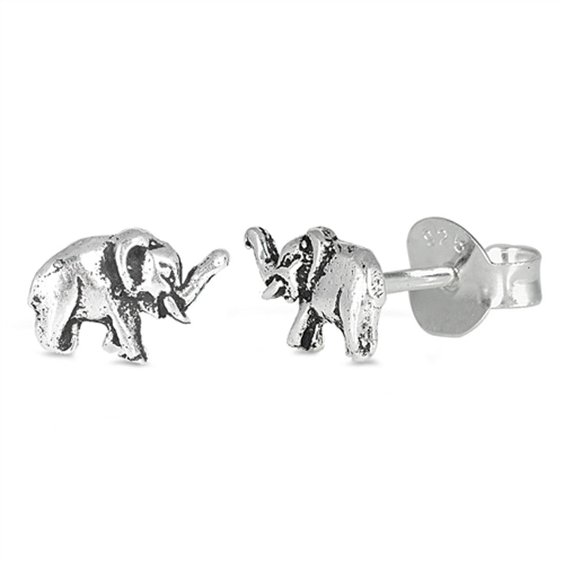 5mm Lucky Trunk Up Elephant Stud Earrings - 925 Sterling Silver (Choose Your Color) - Perfect for Gifts, Parties & Everyday Wear