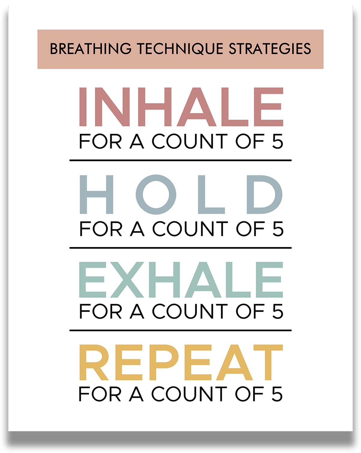 Breathing Technique Strategies Wall Art - Therapy Office Decor, Mindfulness & Mental Health Canvas Print - Ready to Hang 32x40 - Perfect for Counseling Offices, School Psychologists & Therapist Spaces