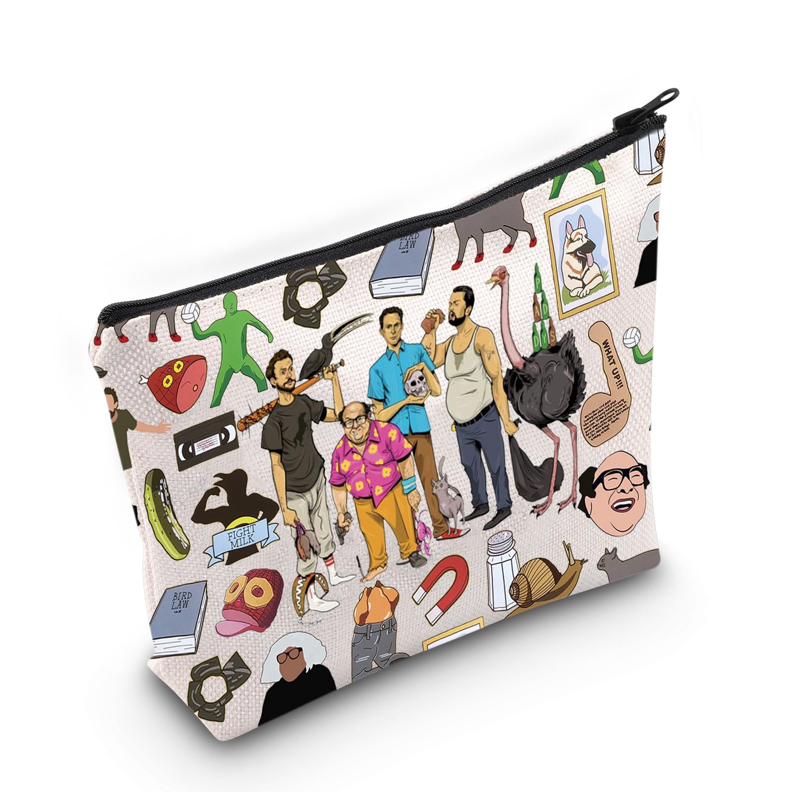 Philadelphia Lover Gift - It's Always Sunny in Philadelphia Frank & Charlie & Dennis & Mac Cosmetic Bag | IASIP Merch | Zipper Pouch for Makeup, Travel & Fight Milk Fans