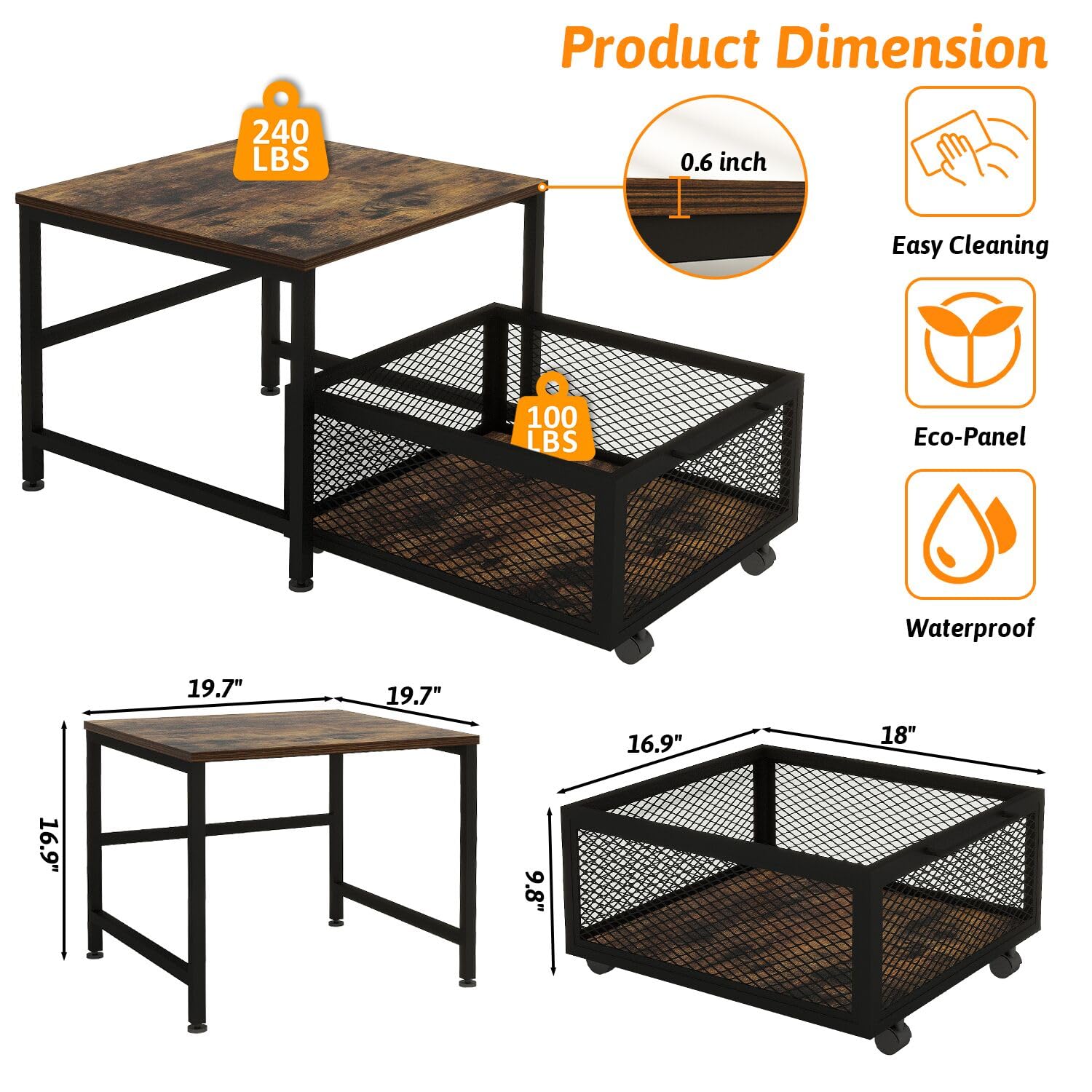Mini Fridge Stand with Storage - Rolling Cabinet Cart with Wheels, Heavy Duty Refrigerator Table Shelf for Dorm, Home & Office | Perfect for Small Spaces, Bedrooms & Retro Decor