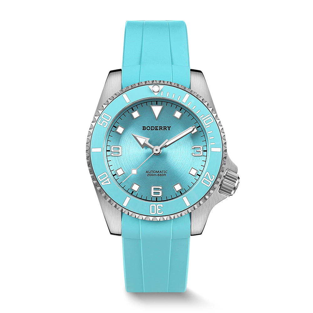 ADMIRAL 3 Hand No Date 200M Waterproof Titanium Automatic Diver Watch for Men - Glacier Blue Ceramic Bezel | Professional Scuba Diving, Swimming & Outdoor Sports