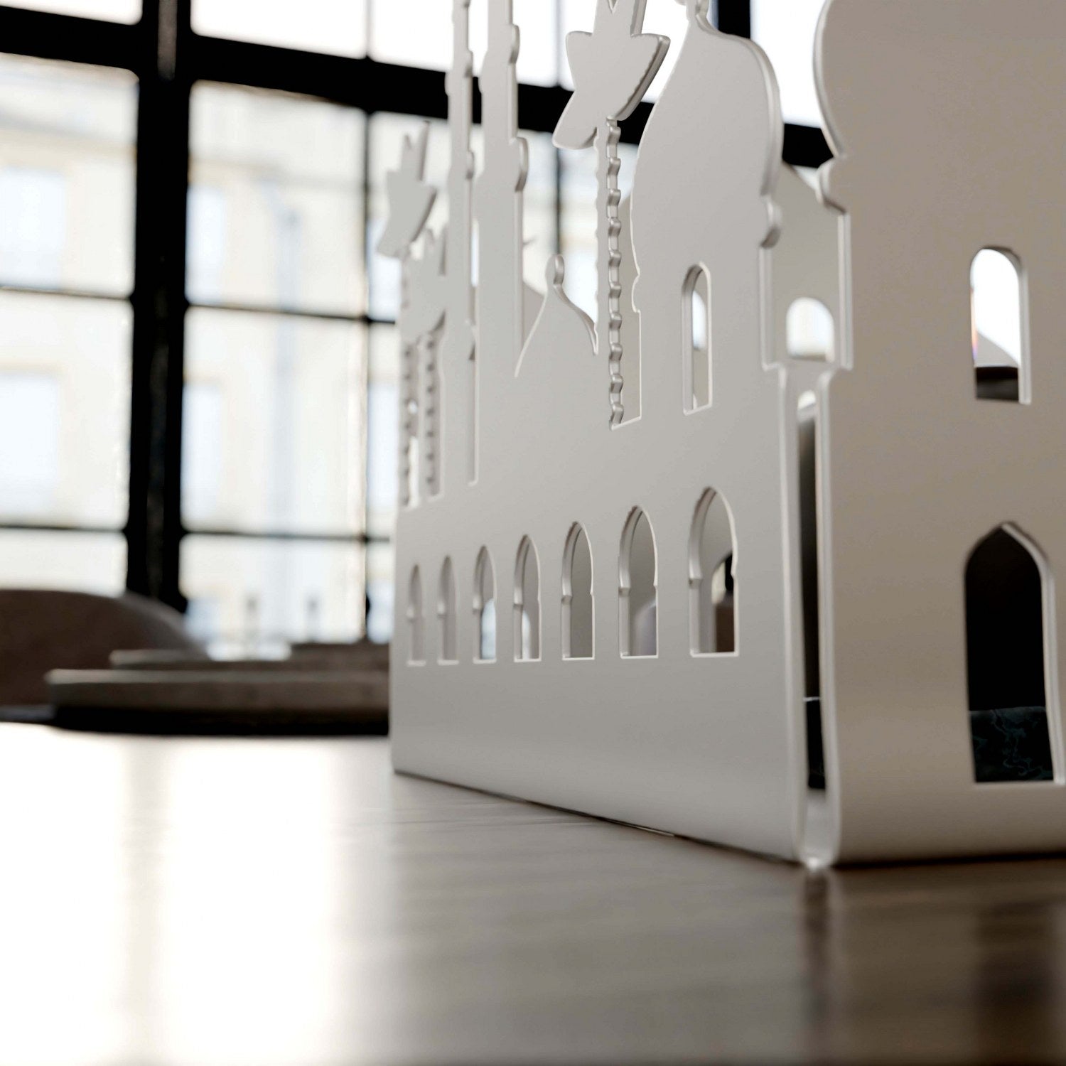 Elegant Metal Candle Holder with Masjid Motif - Islamic Home Decor for Ramadan, Eid & Prayer Room Decoration - Perfect for Muslim Households & Gift Giving