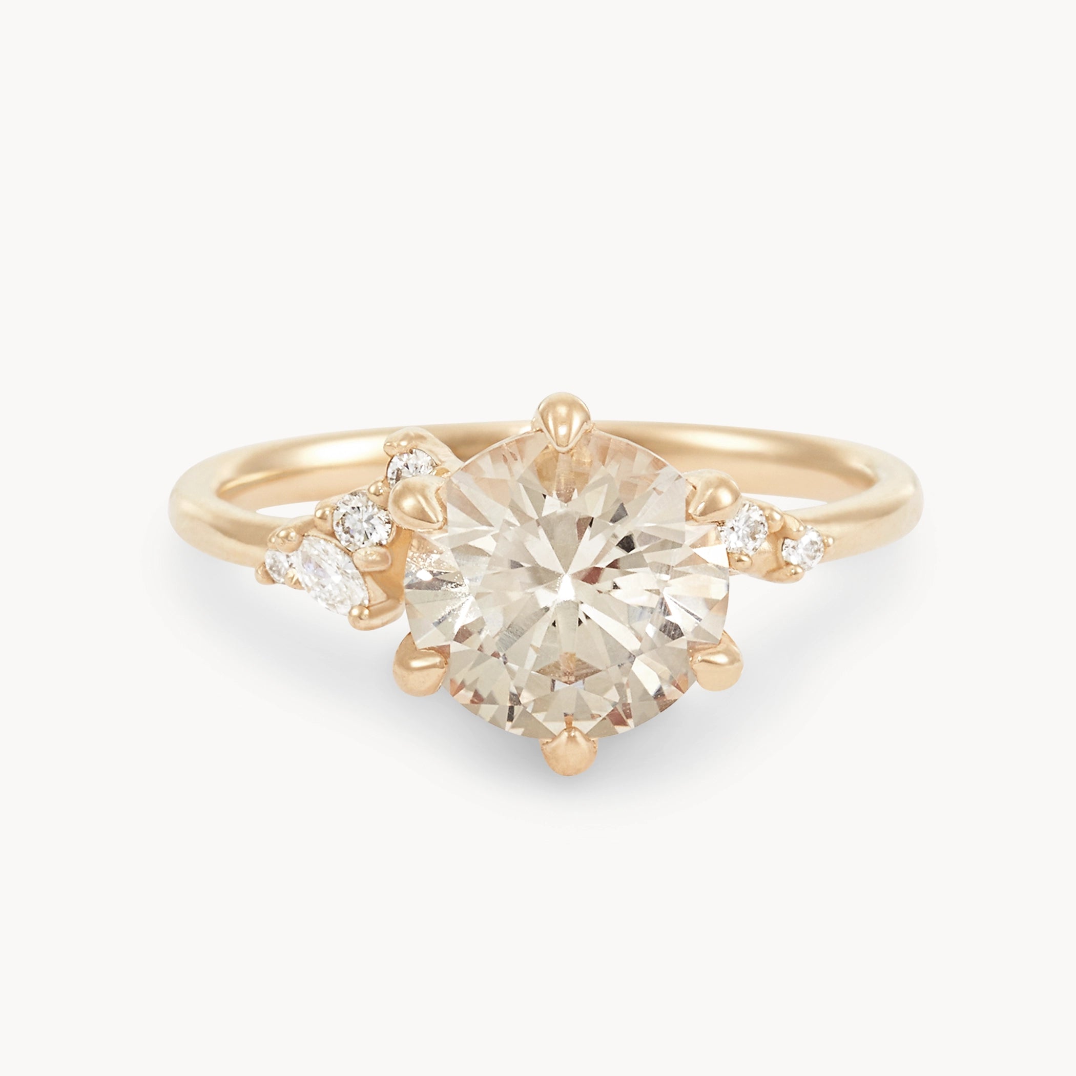 14K Yellow Gold Peach Round Cut Sapphire Ring – Unique Earthly Wonder Jewelry for Women, Perfect for Engagement, Wedding & Special Occasions