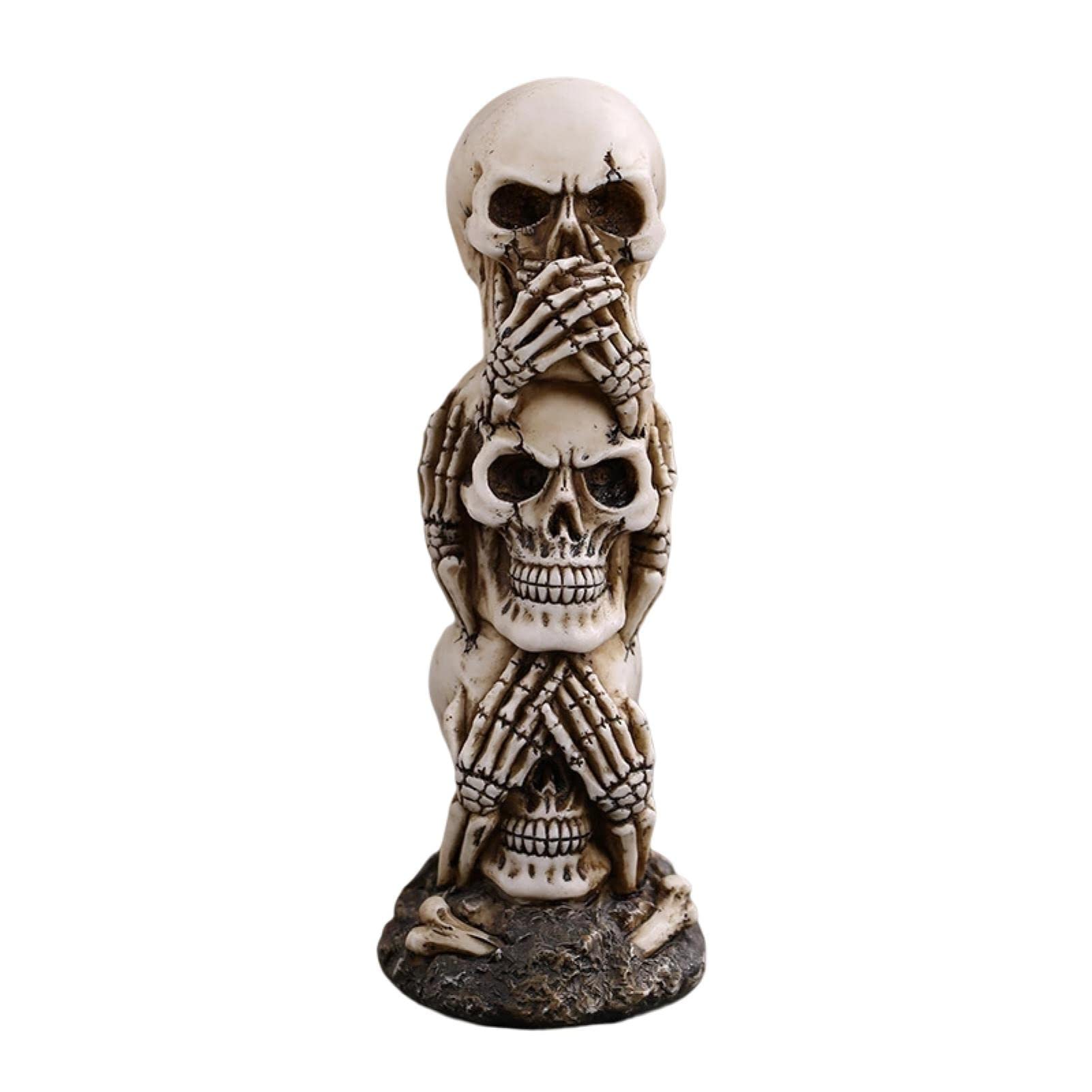 Galand Human Skull Statue - Premium Gothic Home Decor for Halloween, Horror Party & Tabletop Display - Durable Resin Art Sculpture for Office, Living Room & Collectors