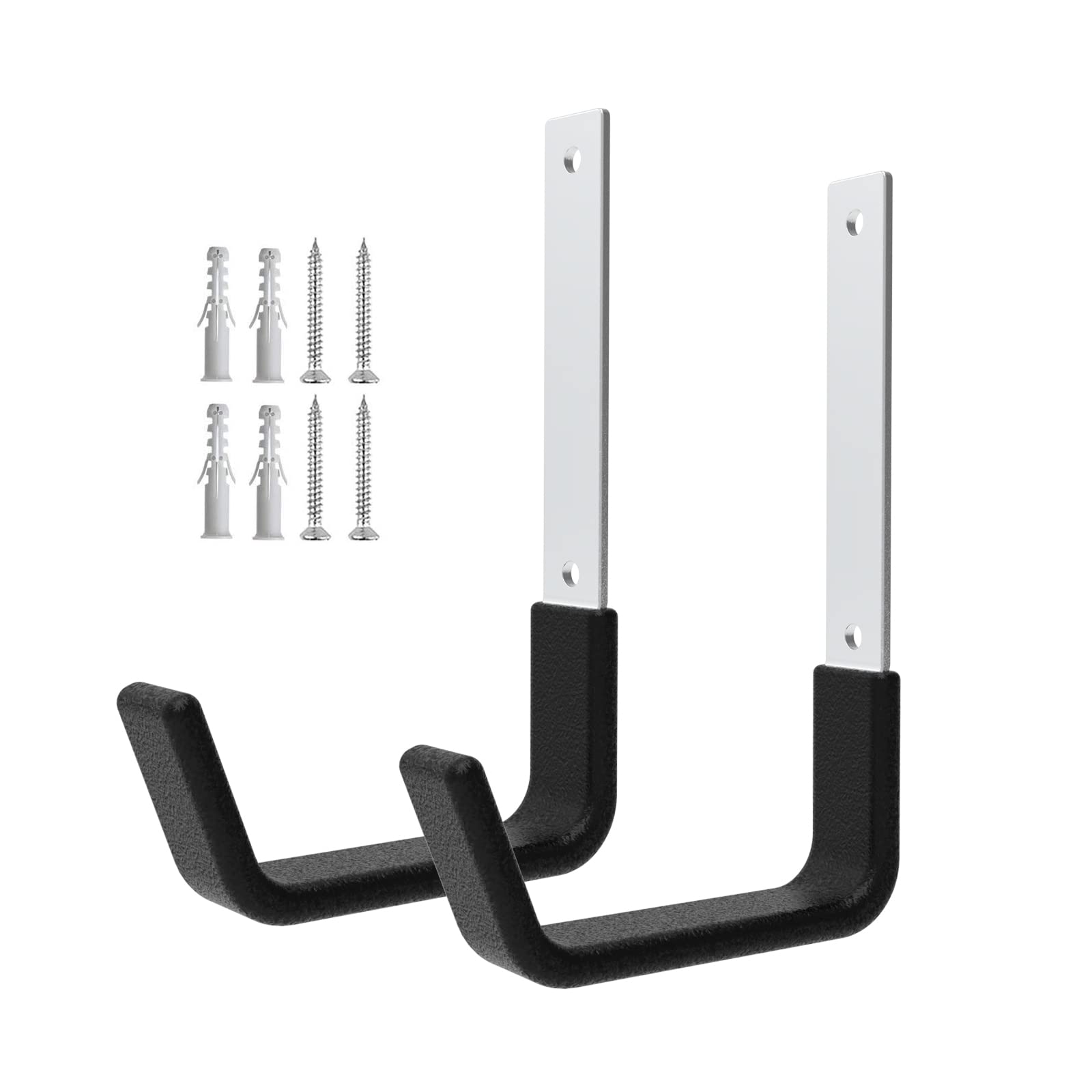 Heavy Duty Utility Hooks for Garage Storage - 2 Pack Wall Mount Hooks for Bike, Ladder, Hose, Leaf Blower & More - Durable Garage Organization Hooks for Home & Workshop Use