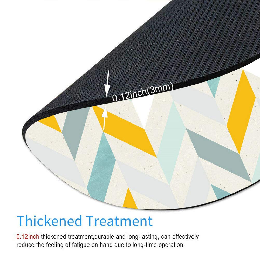 Geometric Print Round Mouse Pad - Non-Slip Chevron Design Office Desk Accessory for Computer, Laptop & Gaming - Perfect Gift for Home & Office Workspace