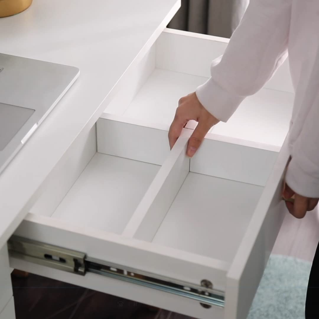 White Makeup Vanity Desk with Storage & 3 Drawers - 33 Inch Dressing Table & Writing Desk for Bedroom, Perfect for Cosmetics Organization & Home Office Use