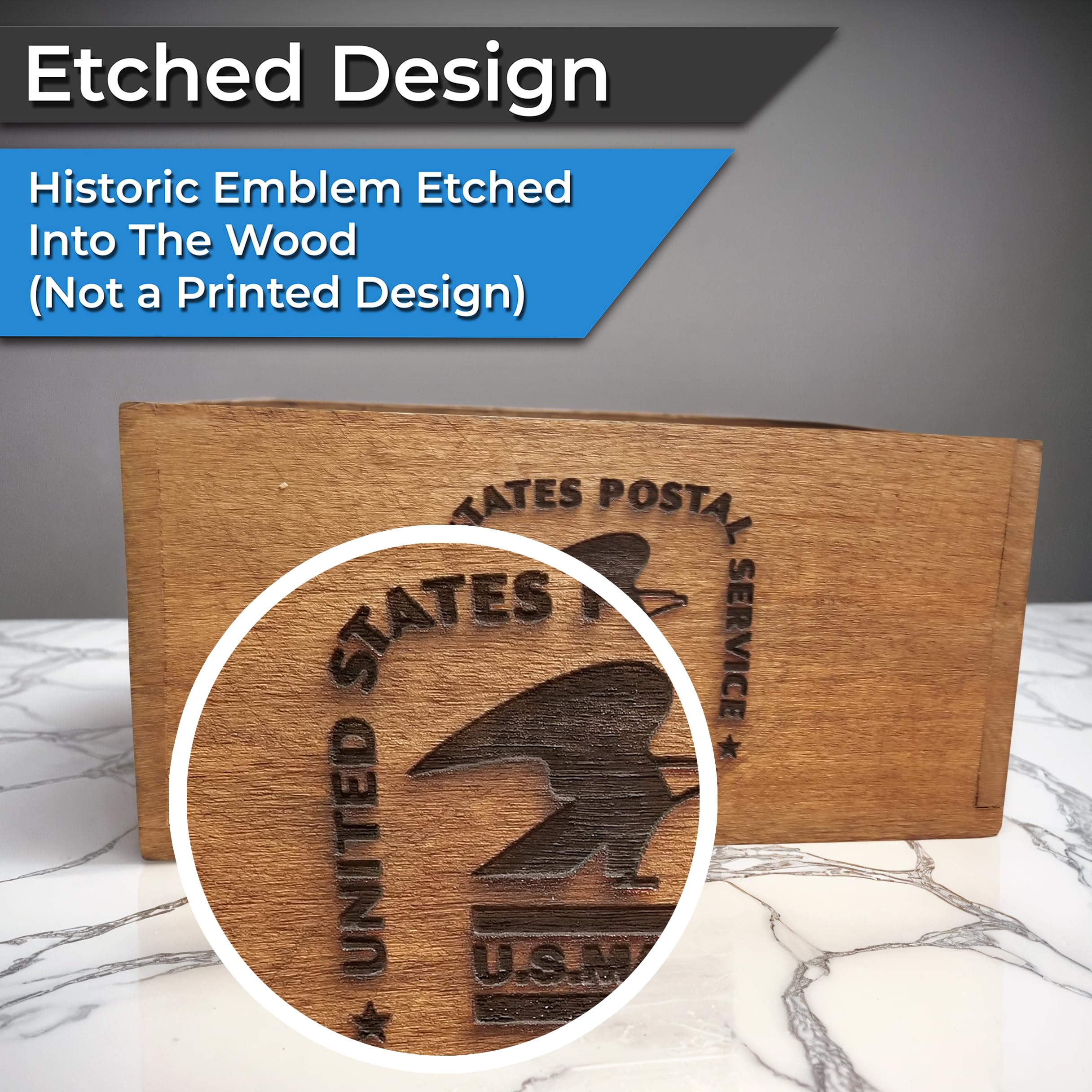 Farmhouse Wooden Mail Organizer - Rustic Countertop Letter Holder for Desk, Kitchen & Entryway - Brown Eagle Design for Home Office Organization