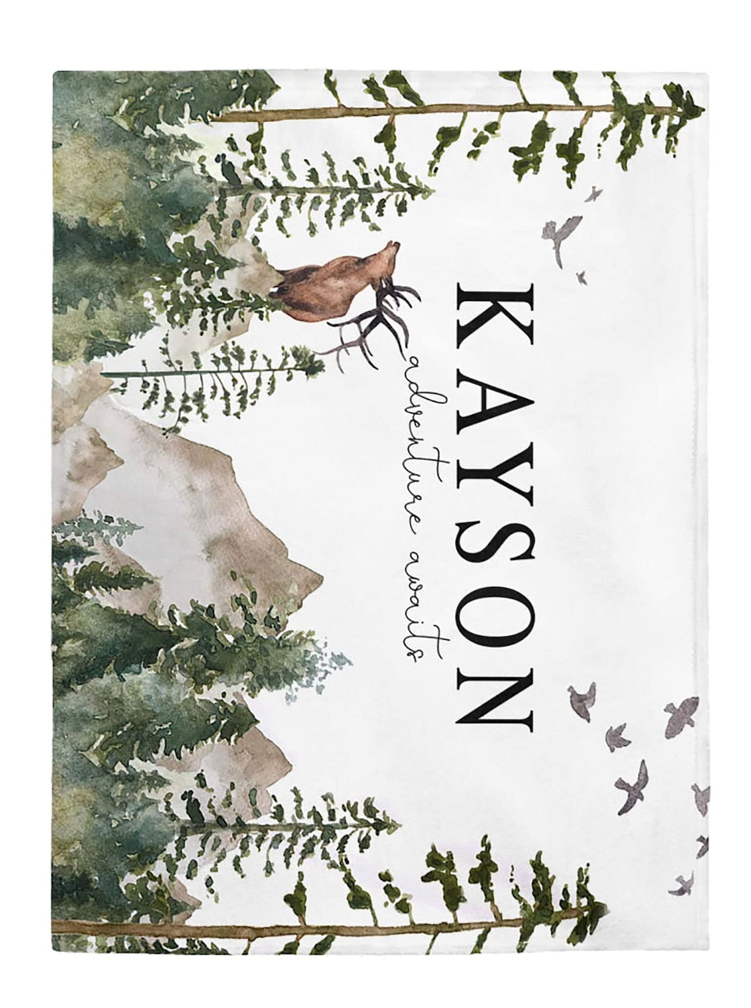 Personalized Baby Blanket with Name - Soft Fleece & Sherpa Woodland Deer Blanket for Boys (30x40 Inch & 50x60 Inch) - Perfect for Nursery, Gift Giving & Snuggling