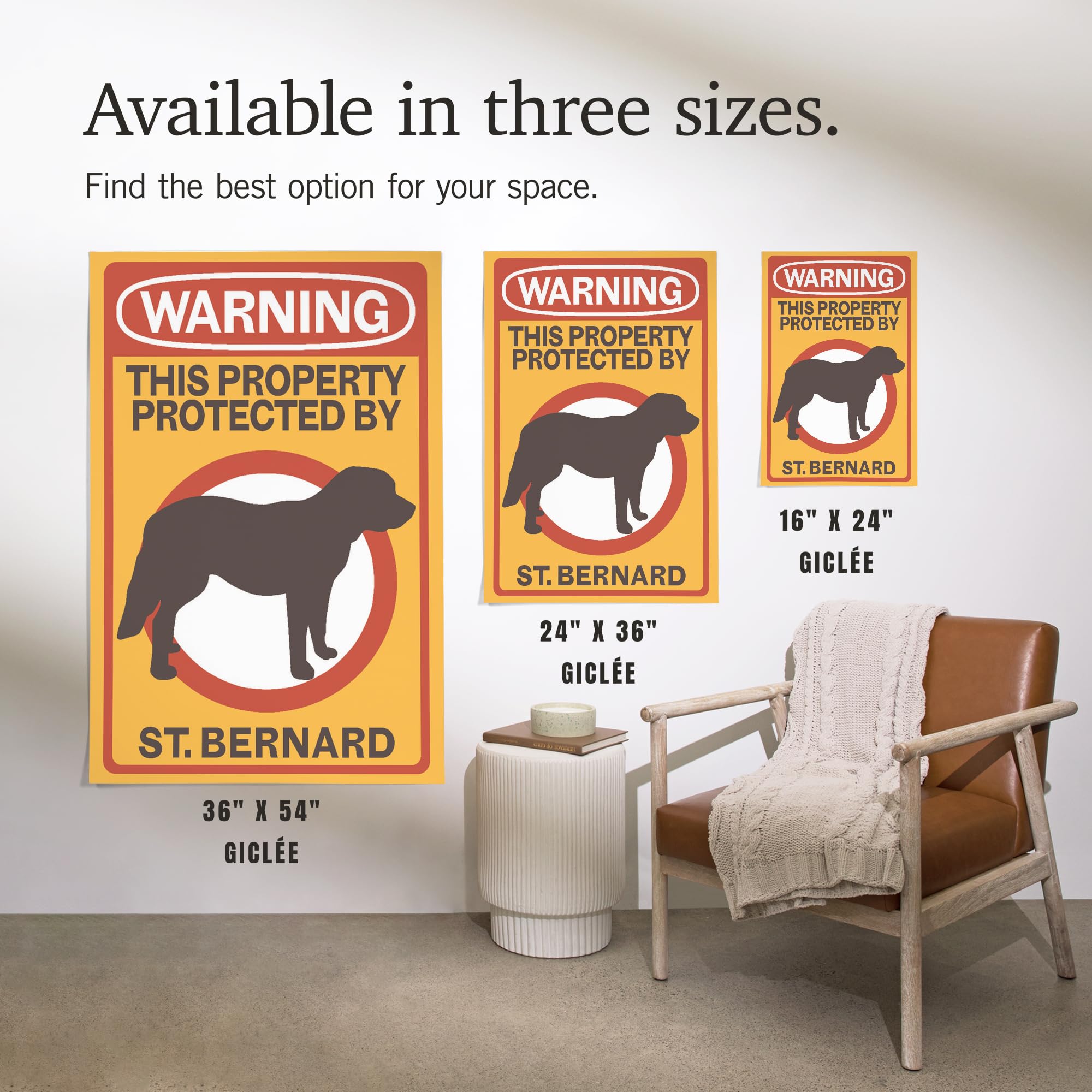 Lantern Press 36x54 Inch Giclee Art Print - St Bernard Dog Wall Decor for Living Room, Bedroom & Office - Premium Canvas Painting for Home Decoration
