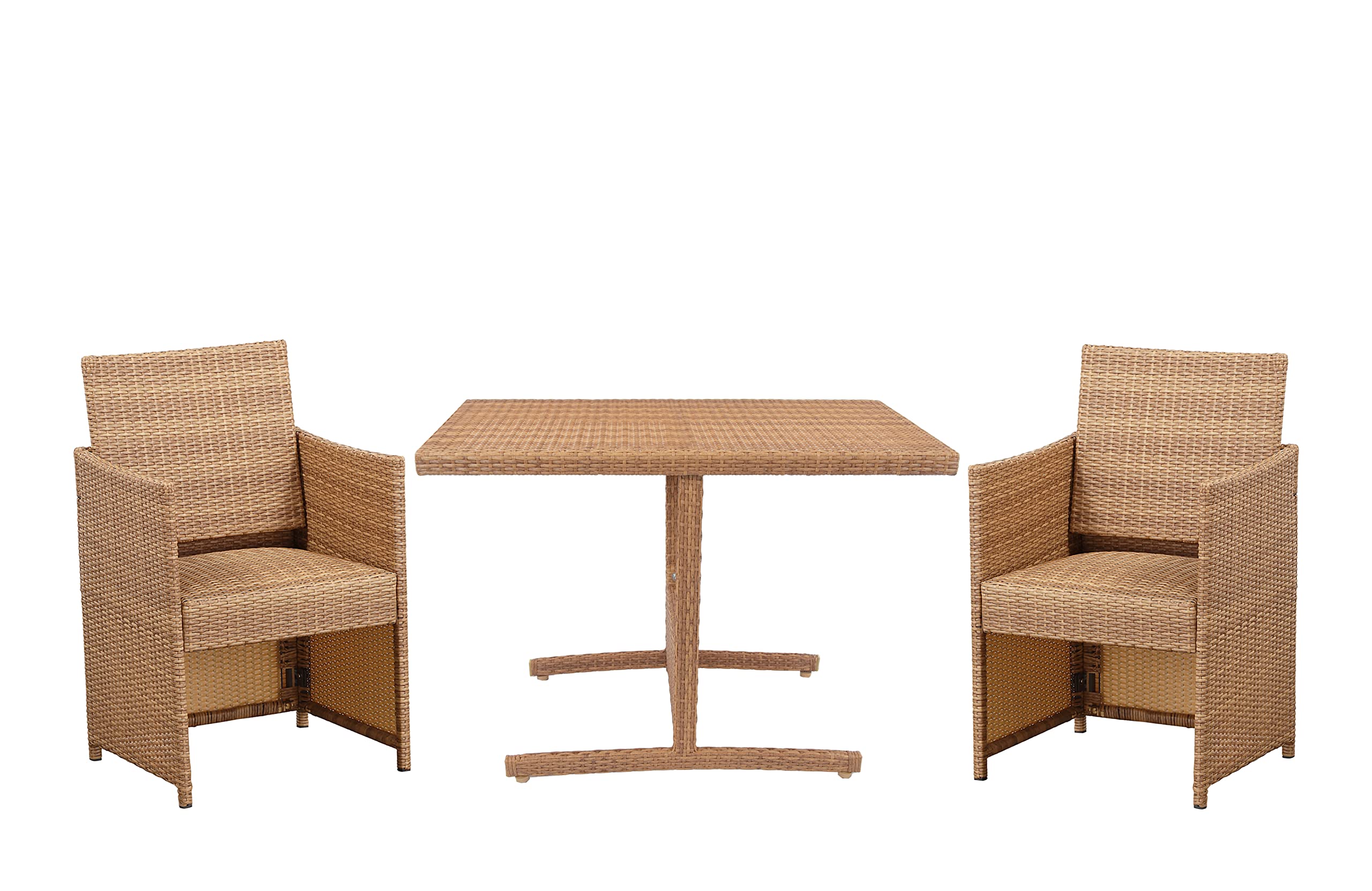 Boraam 3-Piece Outdoor Dining Set in Gold Oak - Perfect for Honeymoon, Patio, Garden & Backyard Entertaining