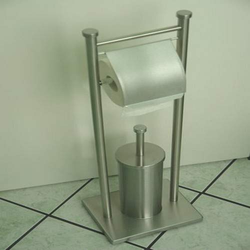 Stainless Steel Toilet Roll and Brush Holder 22x18x76 cm - Bathroom Organizer for Modern Homes, Perfect for Small Spaces & Guest Bathrooms