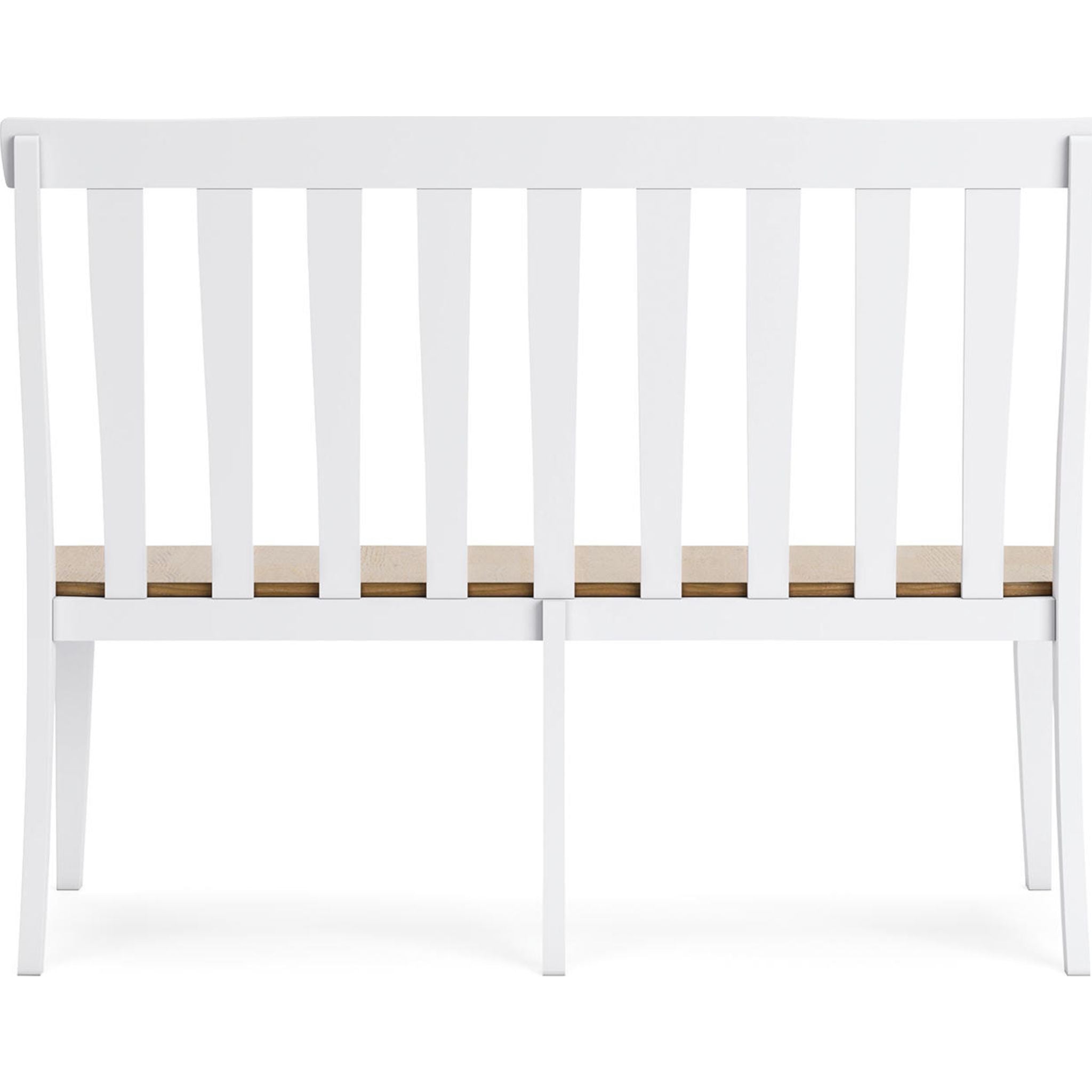 Ashbryn Dining Bench - White/Natural Wooden Kitchen Bench Seat with Backrest, Sturdy & Comfortable for Dining Room, Kitchen Island or Breakfast Nook (Model D844-08)