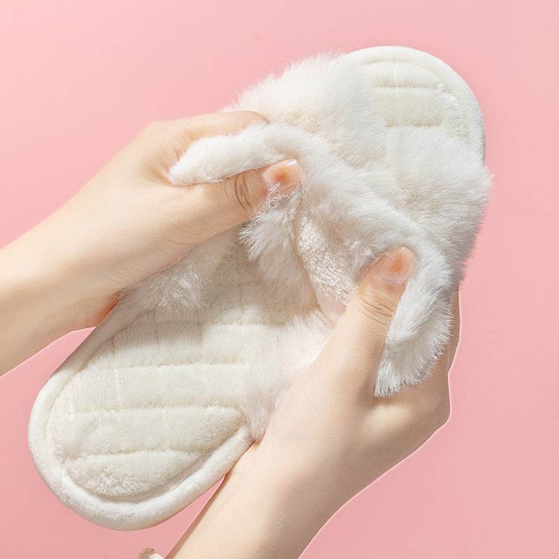 Cozy Cross Strap Plush House Slippers for Women & Men - Soft Indoor Slides for Home, Spa, Dorm & Relaxation