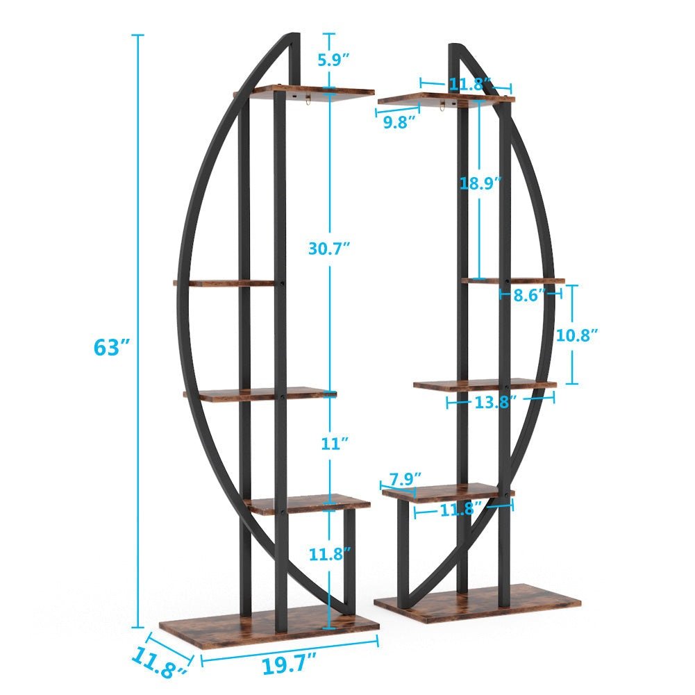 5 Tier Plant Stand Pack of 2 - Multi Layer Bonsai Flower Rack for Indoor Outdoor Garden, Balcony, Patio Decor - Sturdy Metal Shelf for Plants, Flowers, Succulents